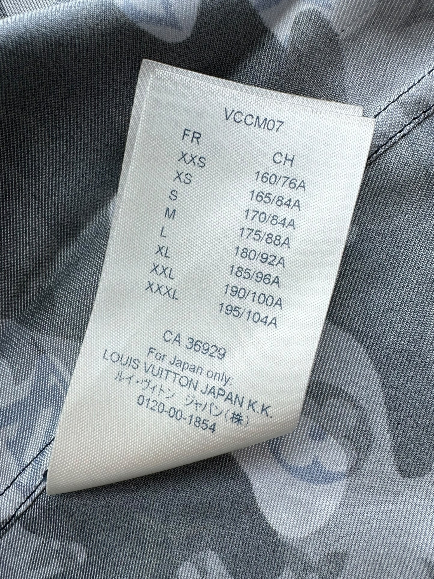 Louis Vuitton Blue Camouflage Monogram Silk Button Up Shirt