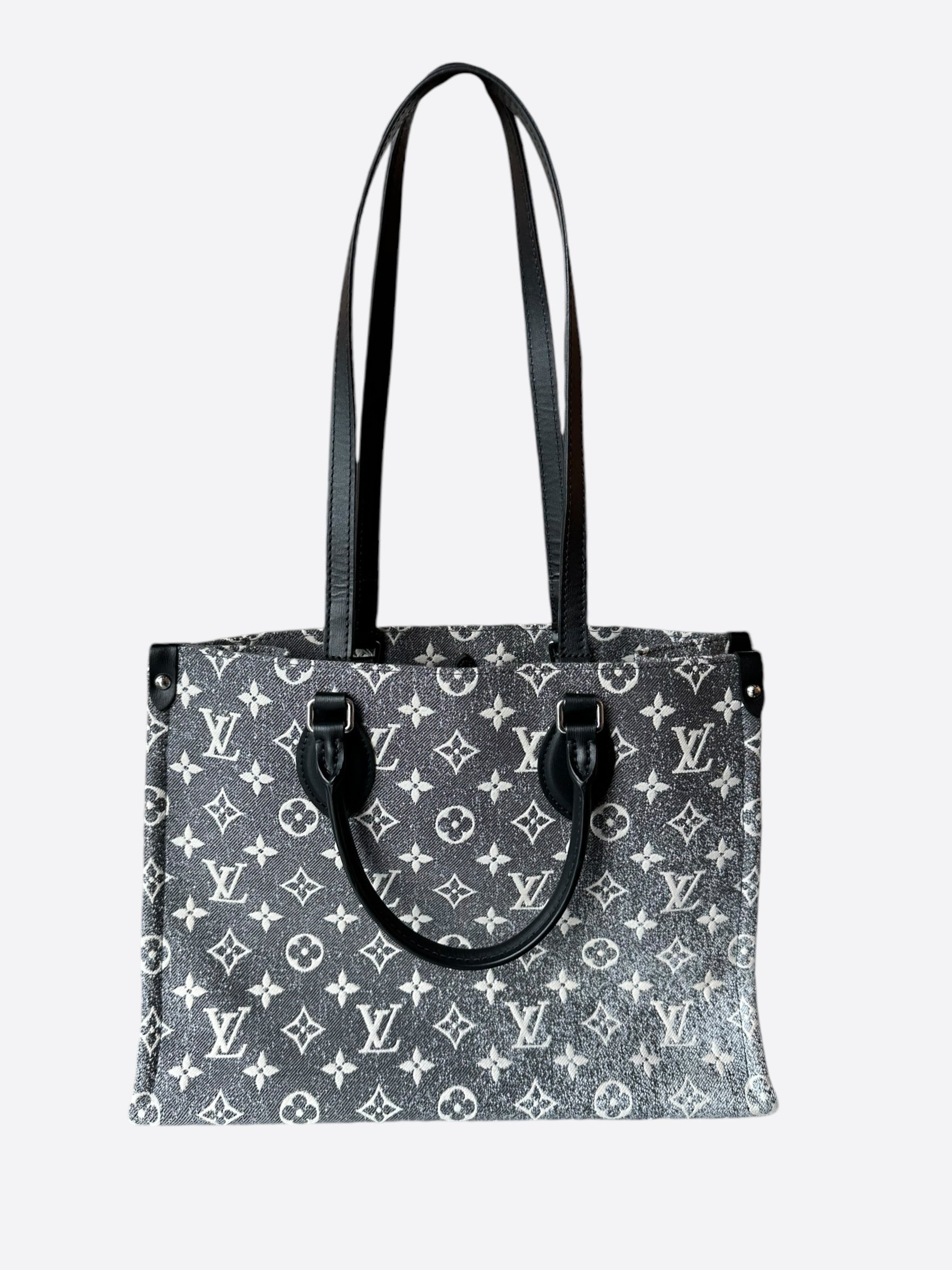 Louis Vuitton Grey White Denim Monogram OnTheGo MM – Savonches