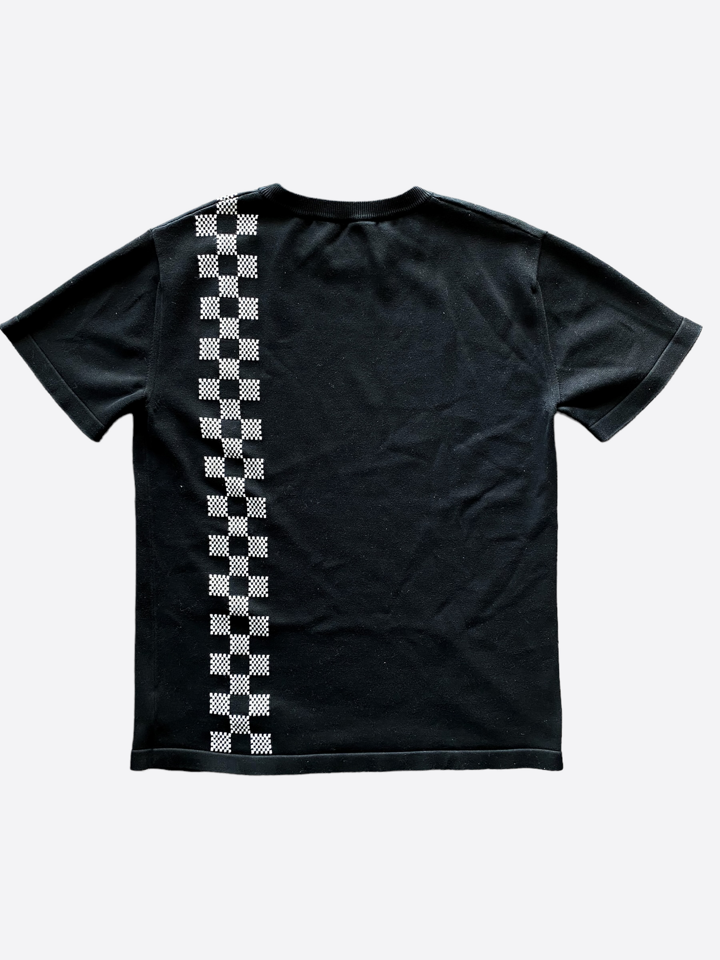 Louis Vuitton Black Intarsia Checkered Logo T-Shirt