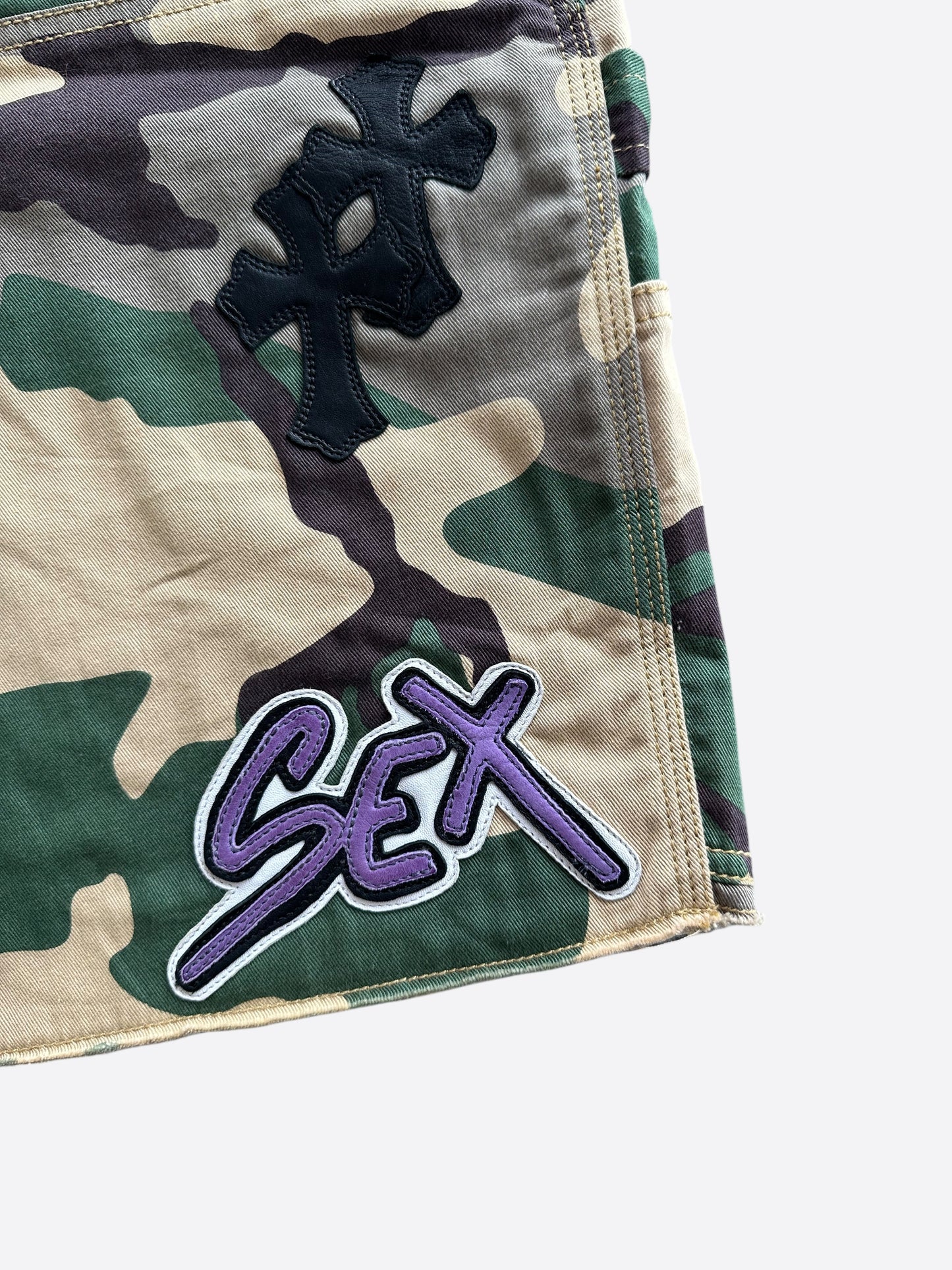 Chrome Hearts Camouflage Sex Records Cross Patch Carpenter Shorts