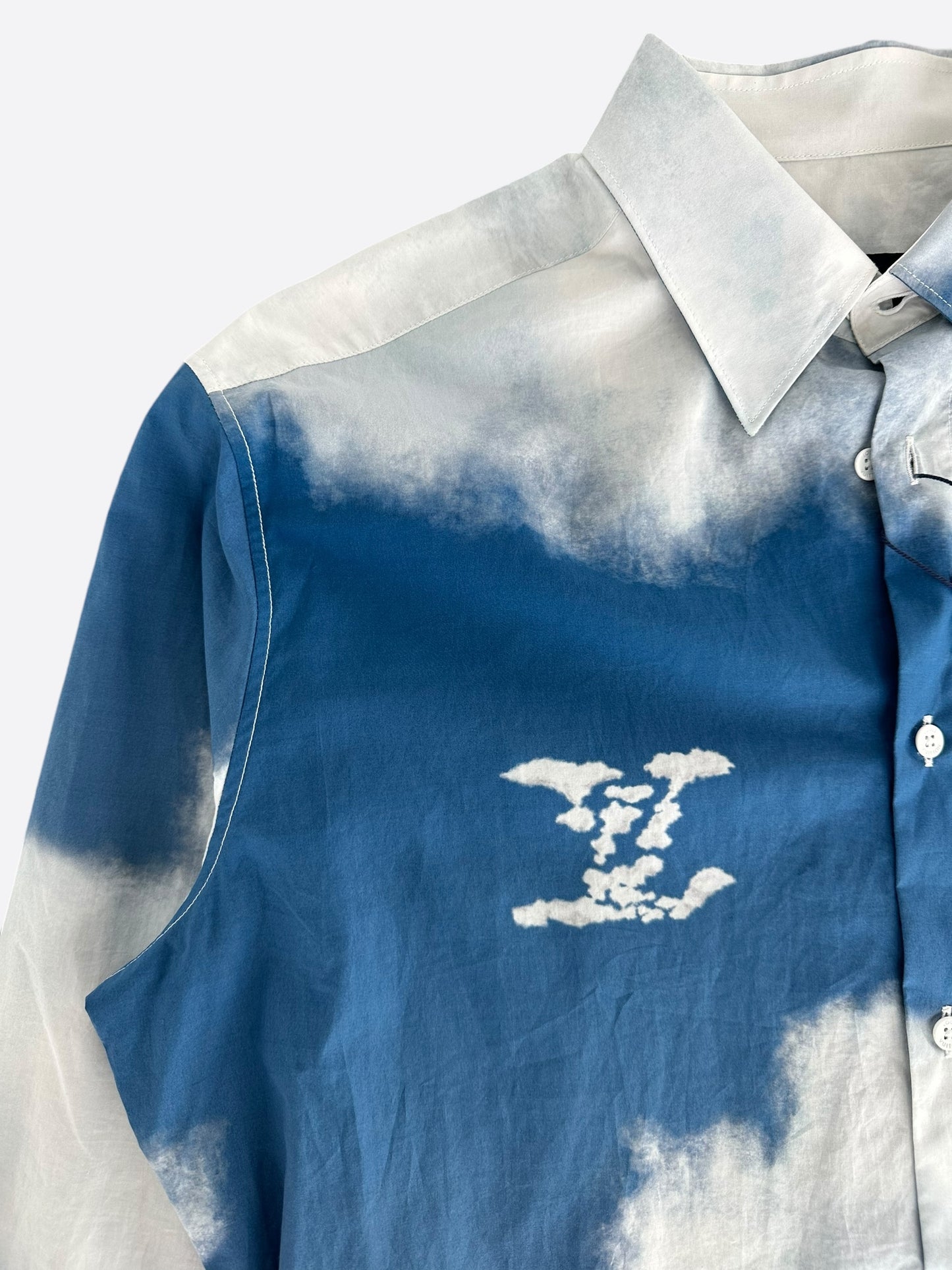 Louis Vuitton Blue & White Cloud Logo Button Up Shirt