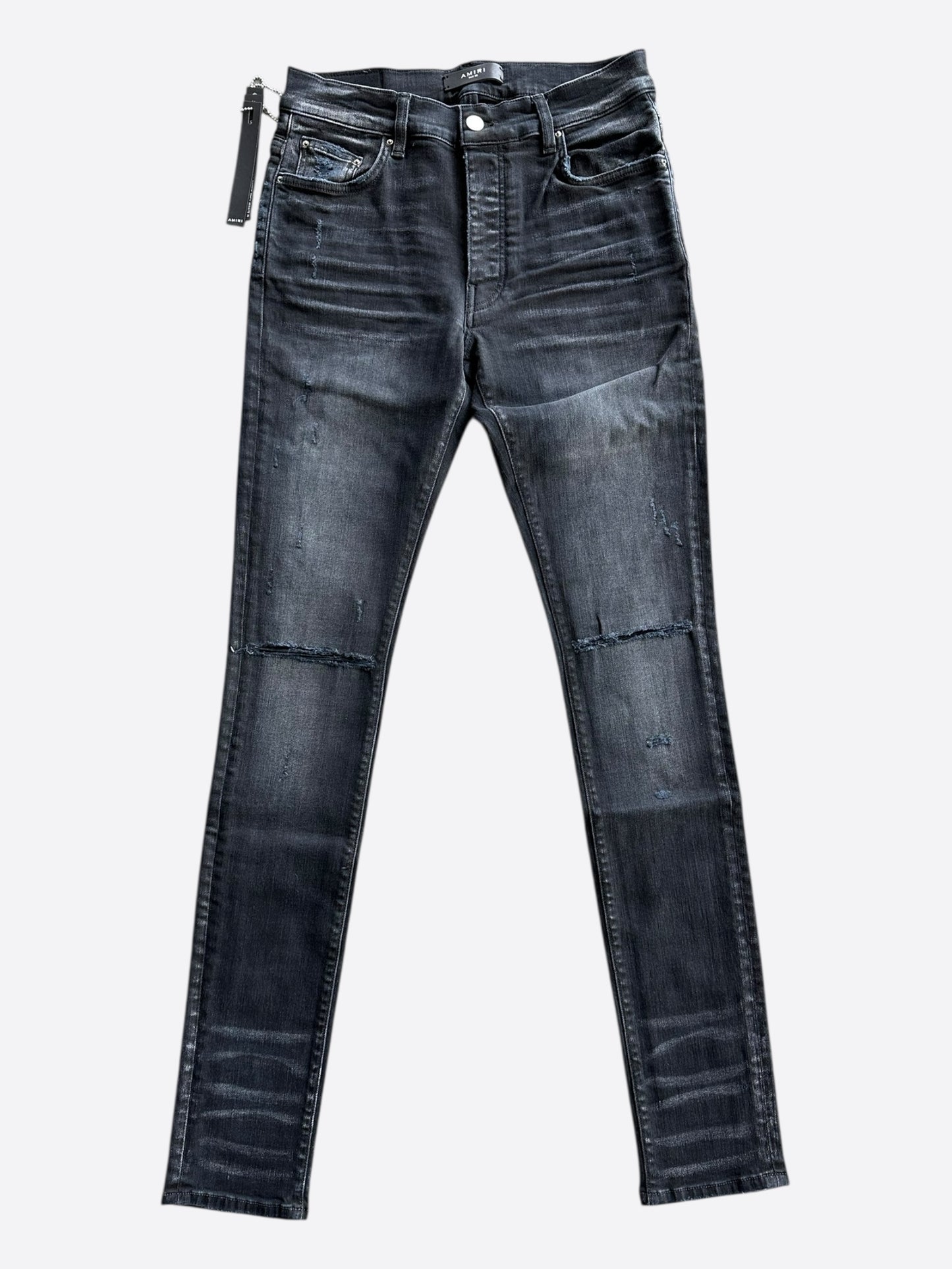 Amiri Aged Black Slash Distressed Jeans