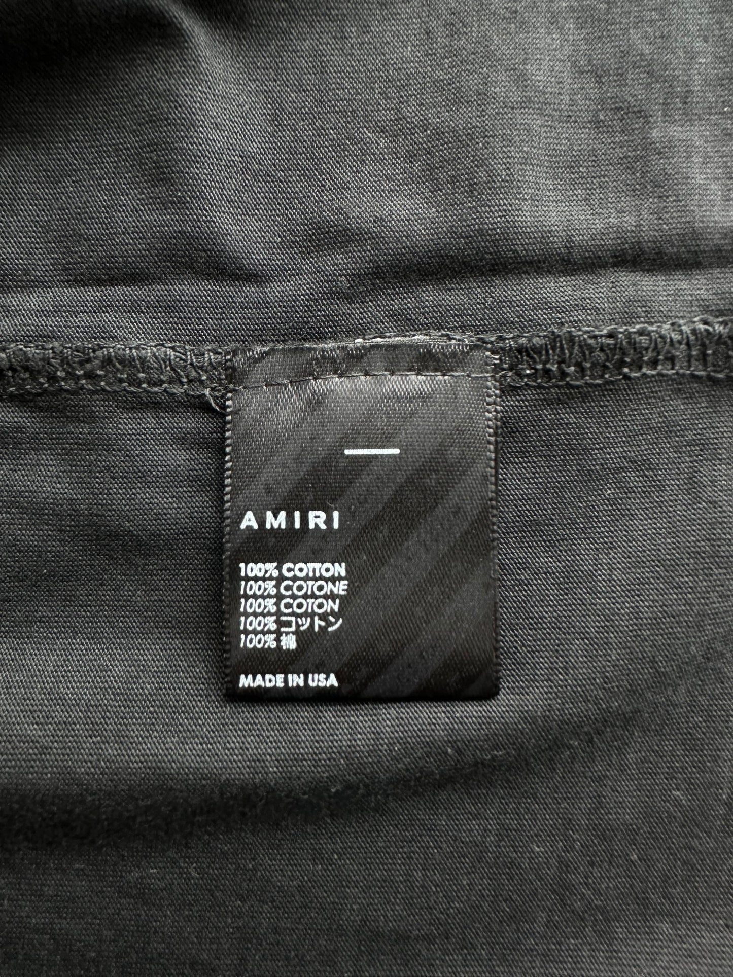 Amiri Faded Black Distressed MA Bar Logo T-Shirt