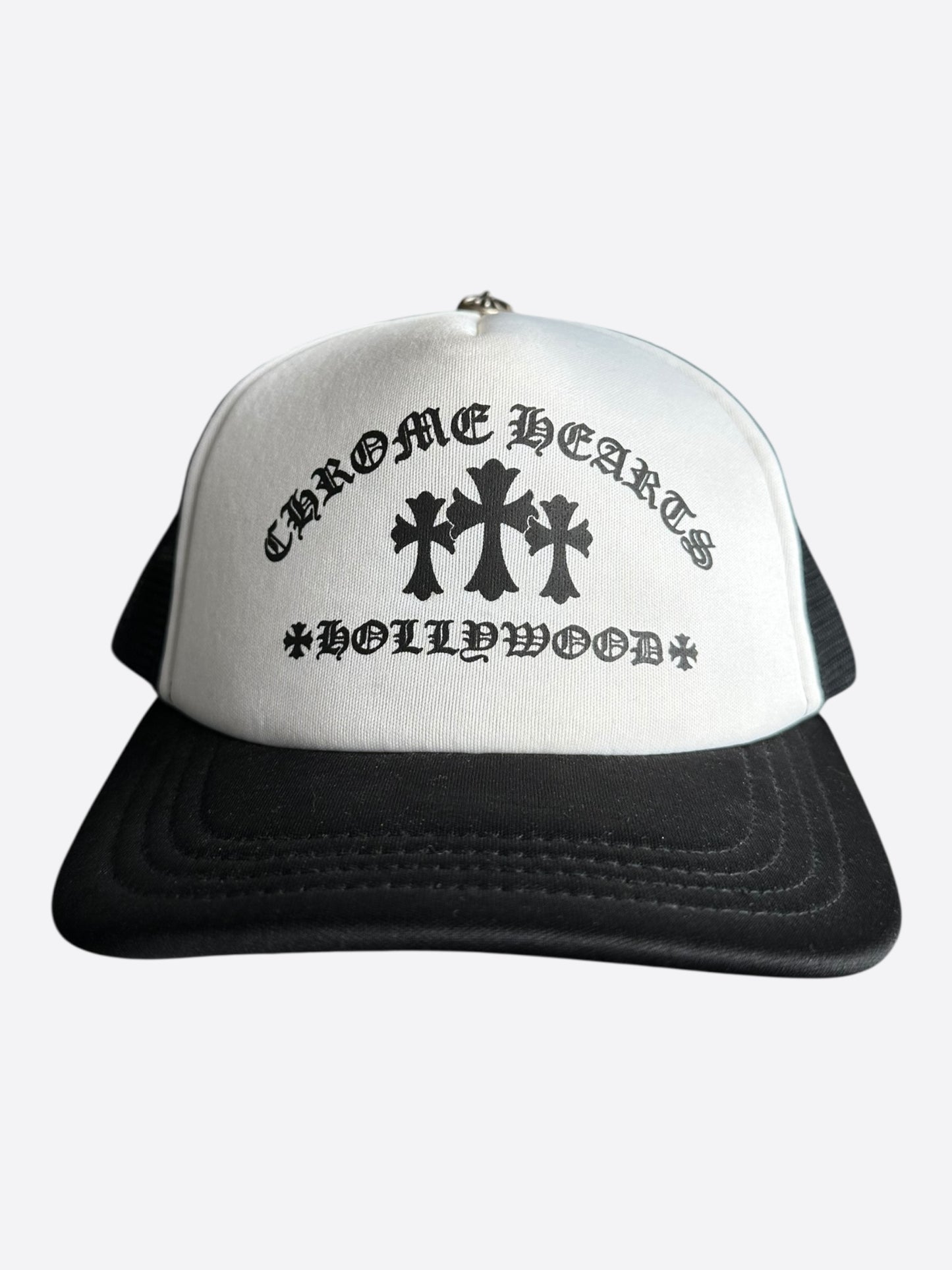 Chrome Hearts Black & White Triple Cross Trucker Hat