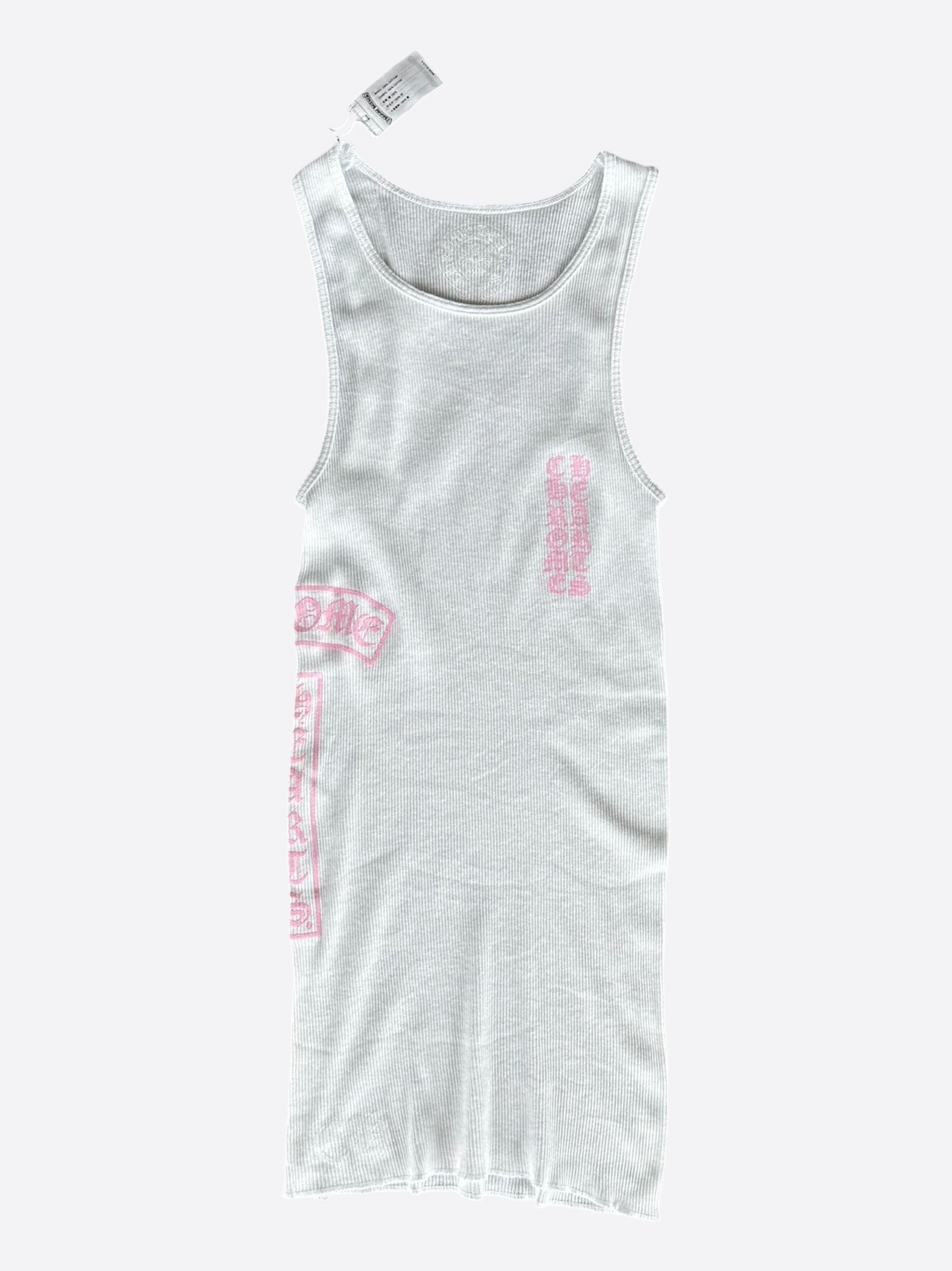 Chrome Hearts White & Pink T-Bar Logo Tank Top
