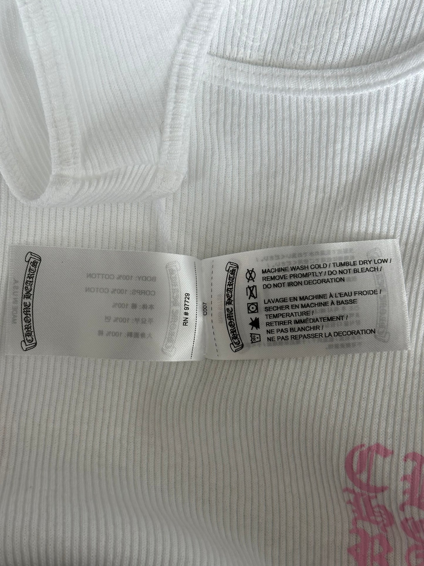 Chrome Hearts White & Pink T-Bar Logo Tank Top