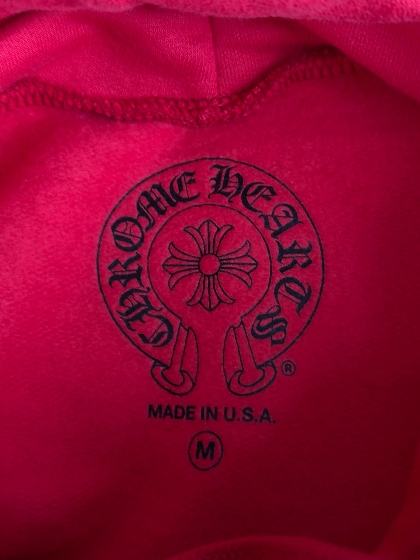 Chrome Hearts Red & White Scroll Logo Hoodie