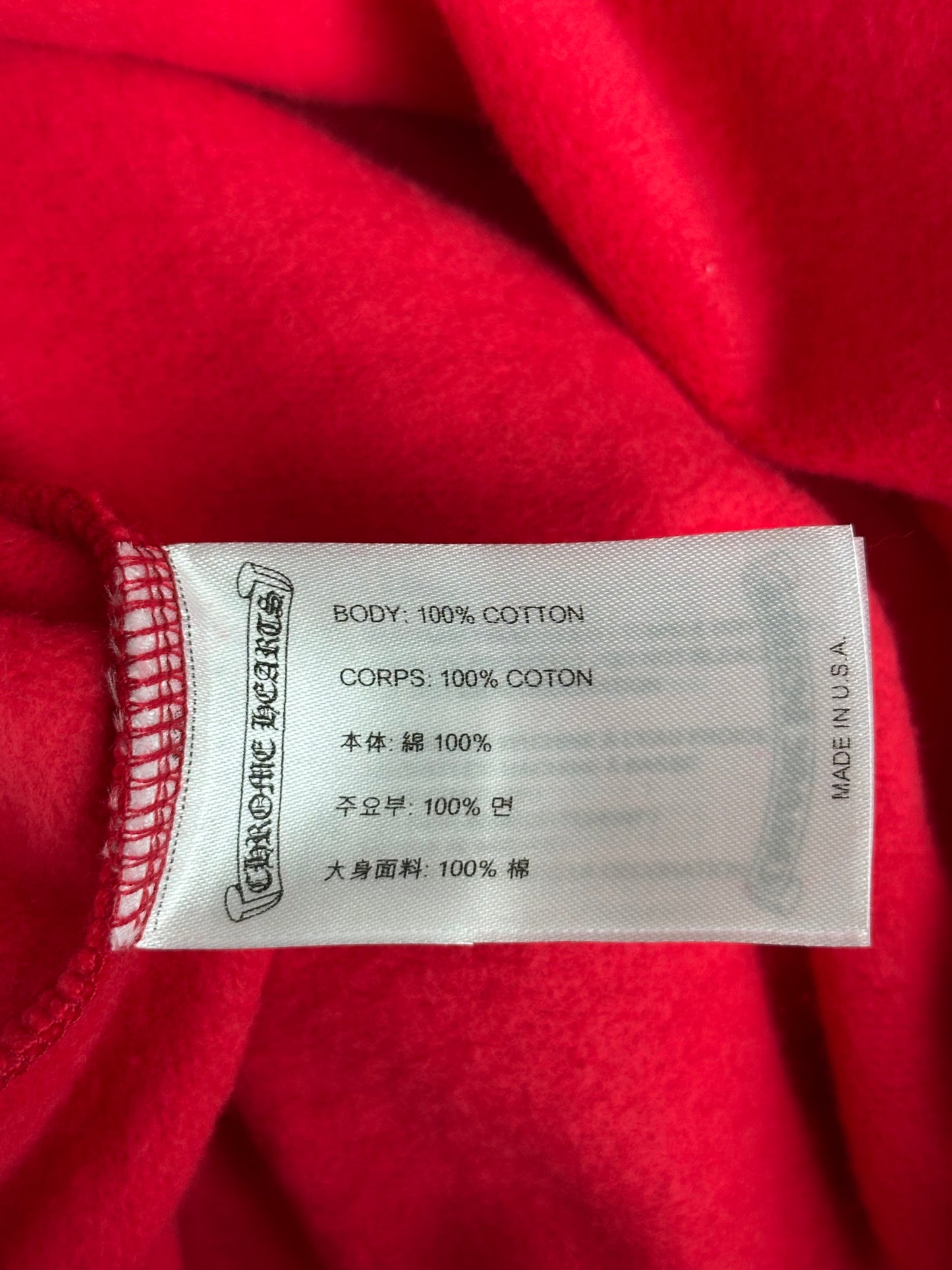 Chrome Hearts Red & White Scroll Logo Hoodie