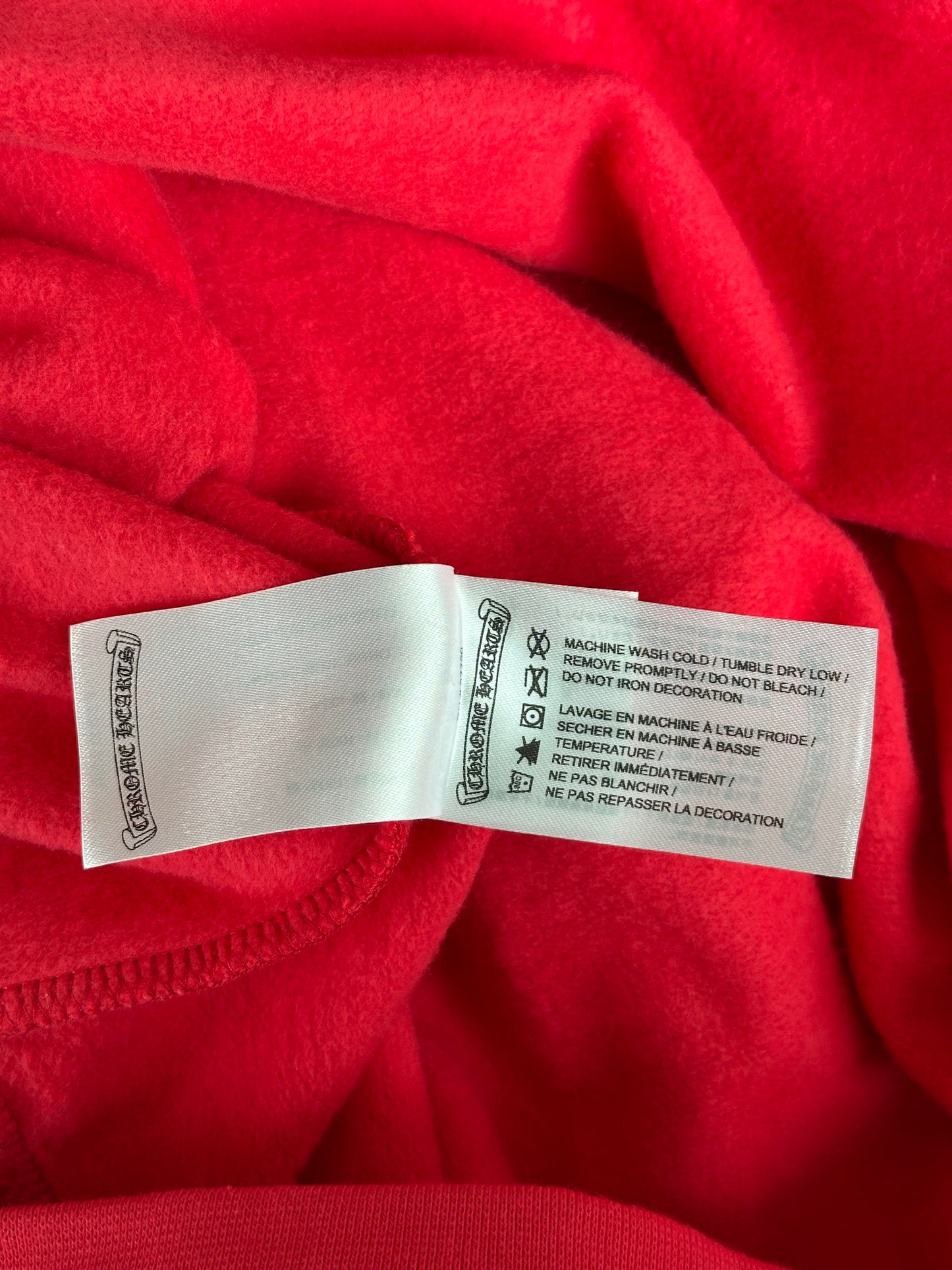 Chrome Hearts Red & White Scroll Logo Hoodie