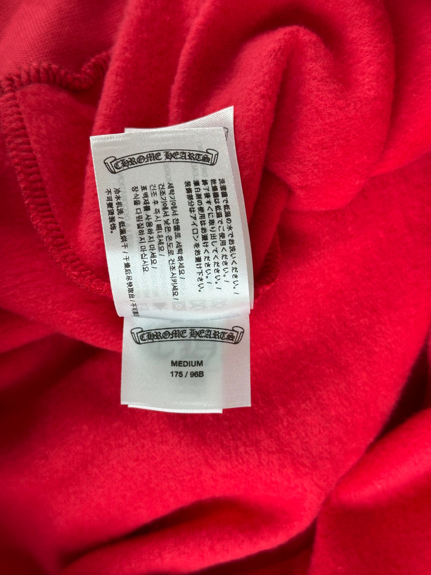 Chrome Hearts Red & White Scroll Logo Hoodie