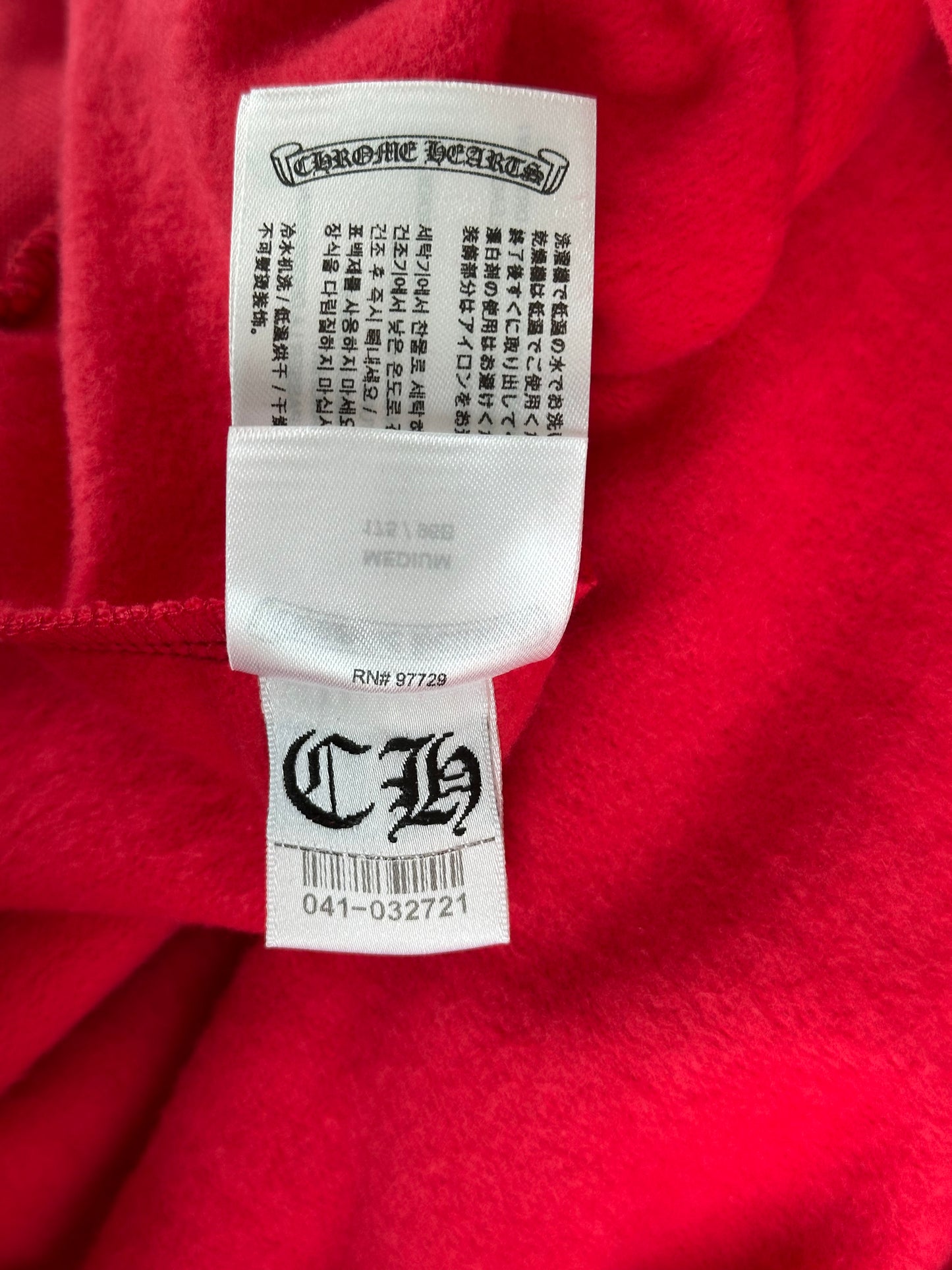 Chrome Hearts Red & White Scroll Logo Hoodie