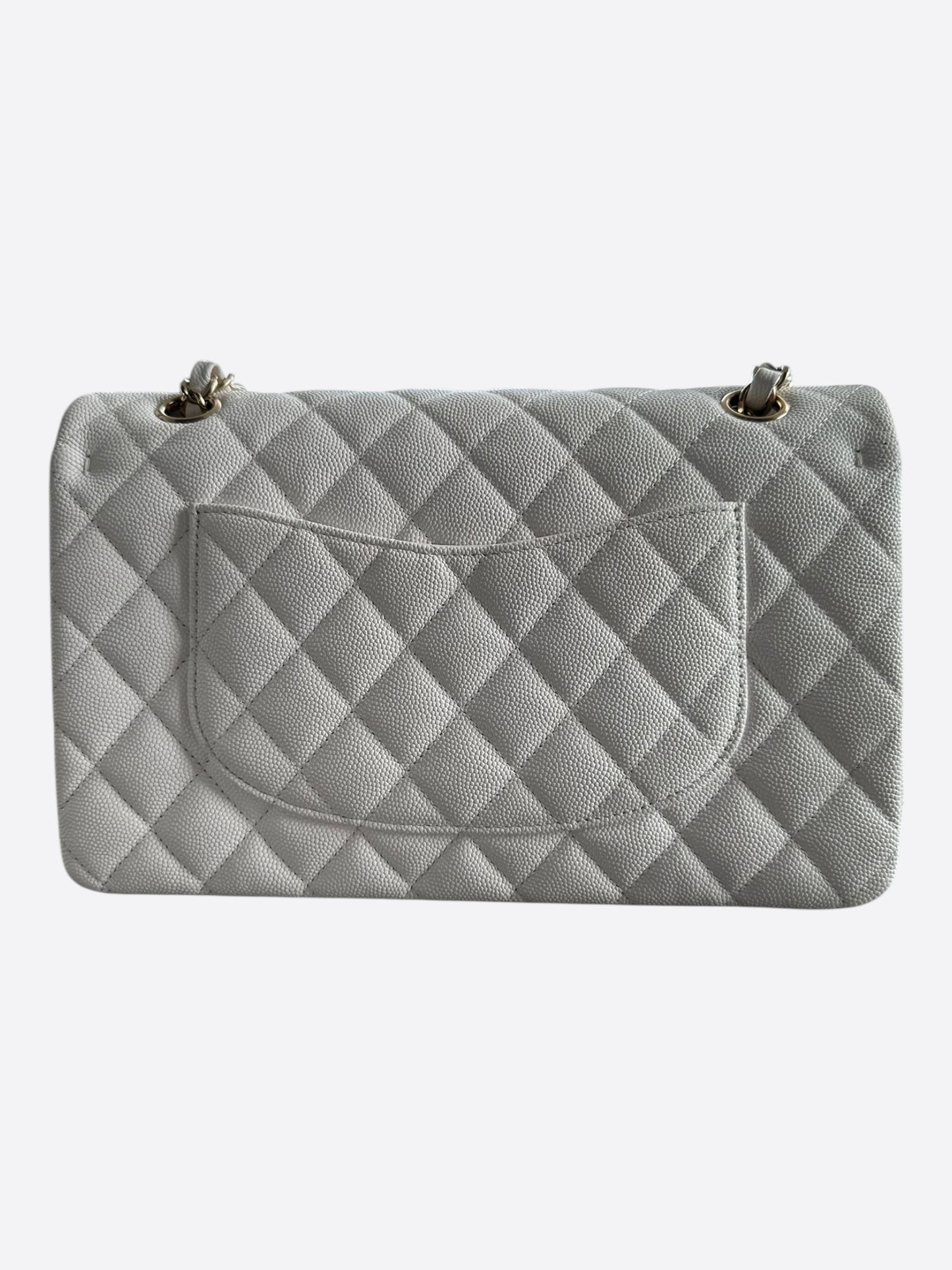 Chanel White Caviar Quilted Medium Flap Bag