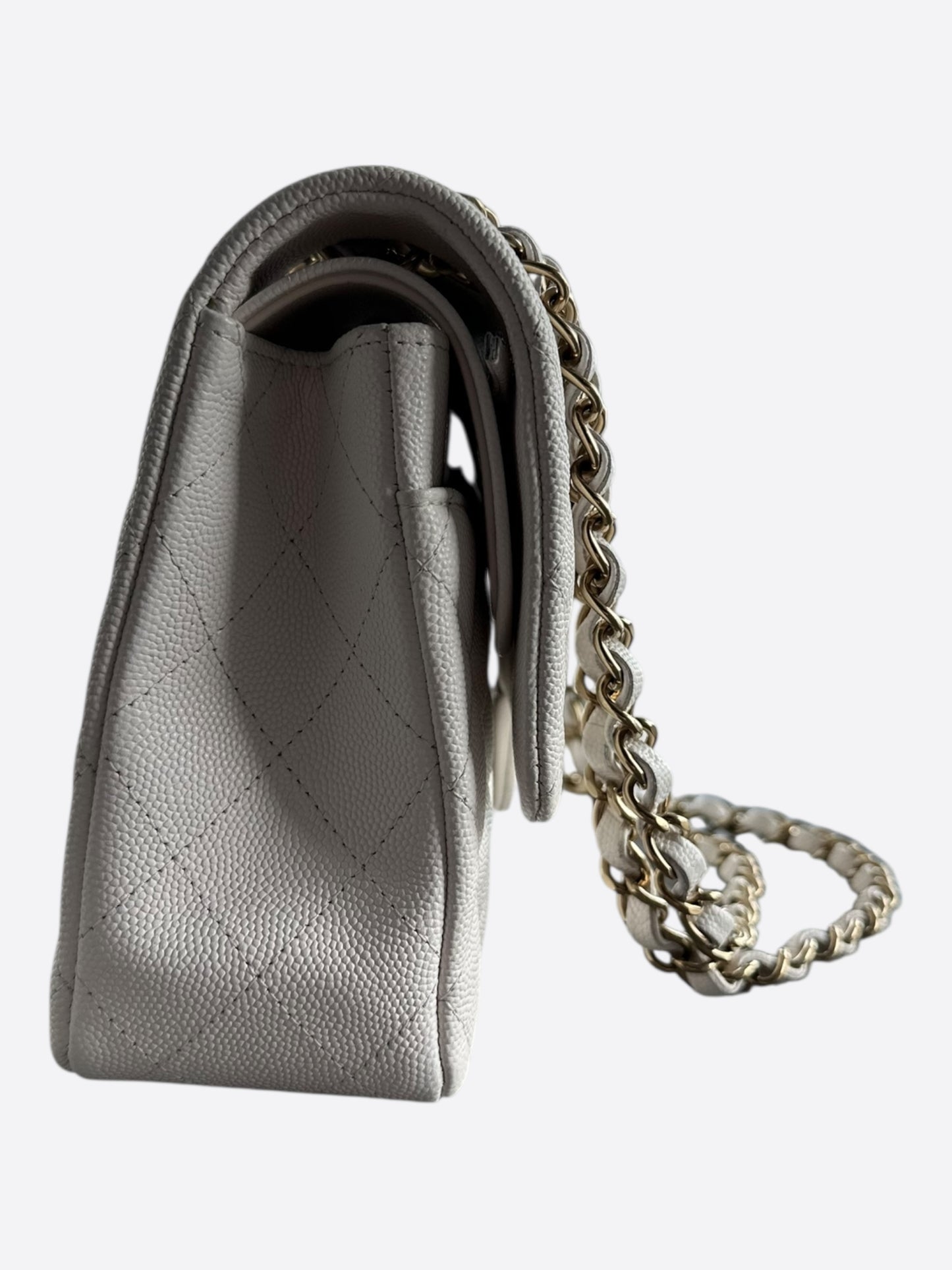 Chanel White Caviar Quilted Medium Flap Bag