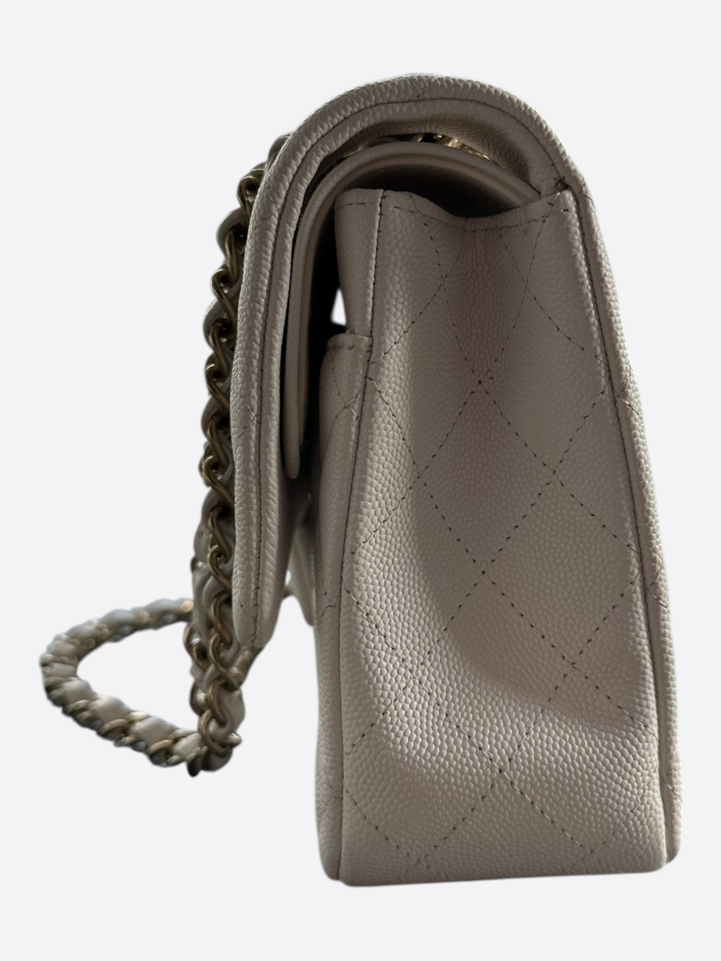 Chanel White Caviar Quilted Medium Flap Bag