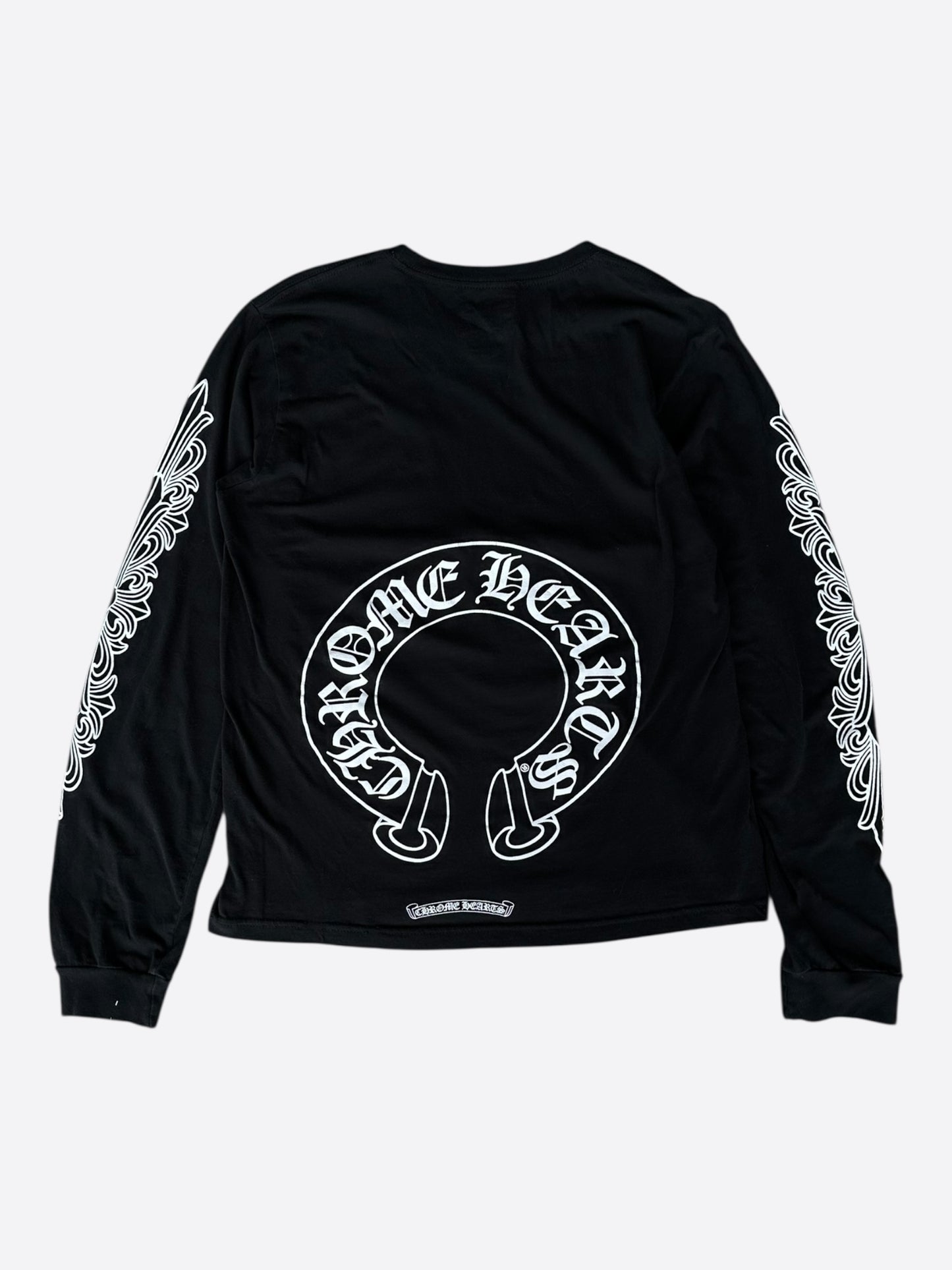 Chrome Hearts Black & White Horseshoe Logo Longsleeve T-Shirt