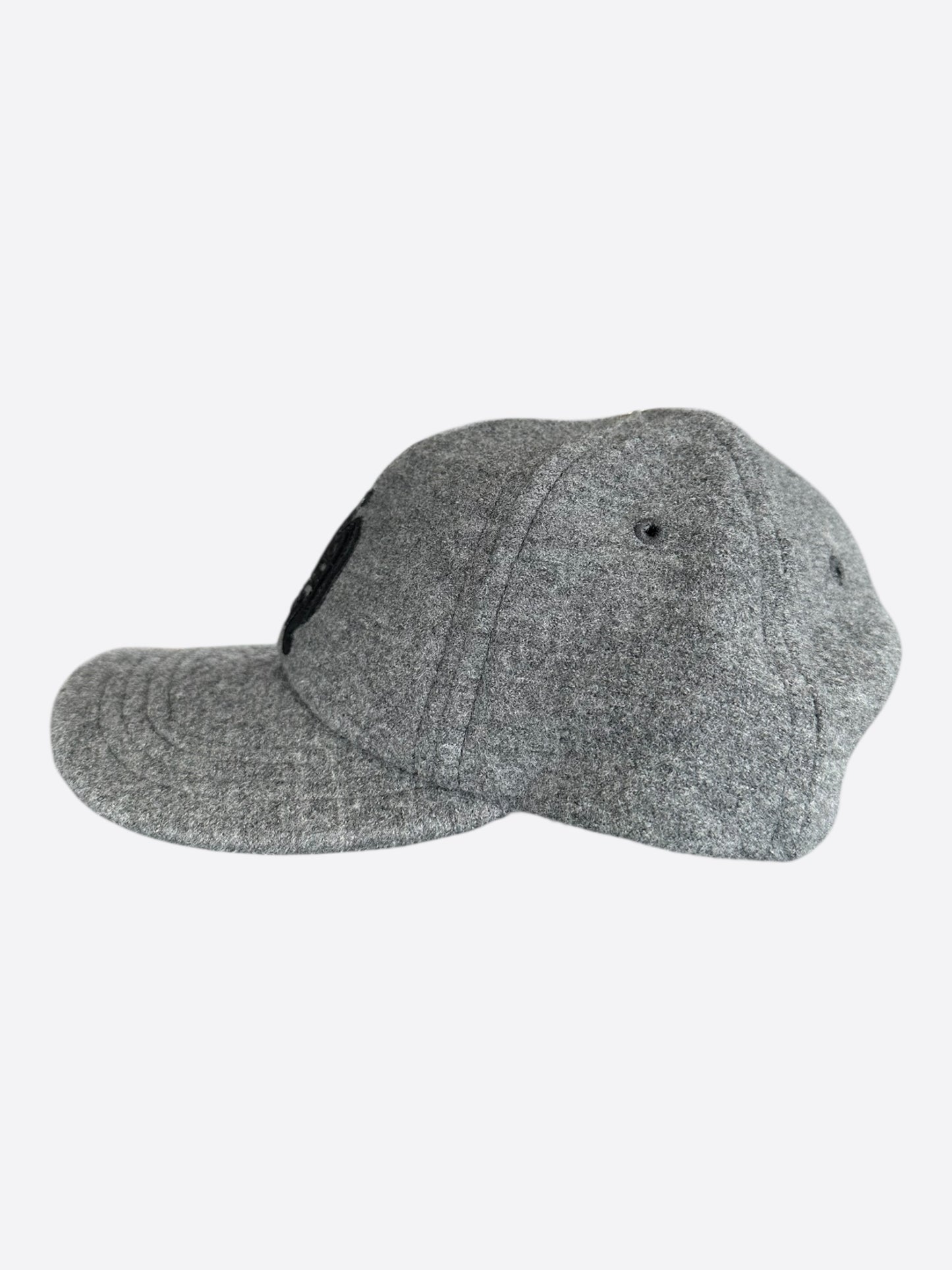 Chrome Hearts Grey & Black Leather CH Logo Wool Hat