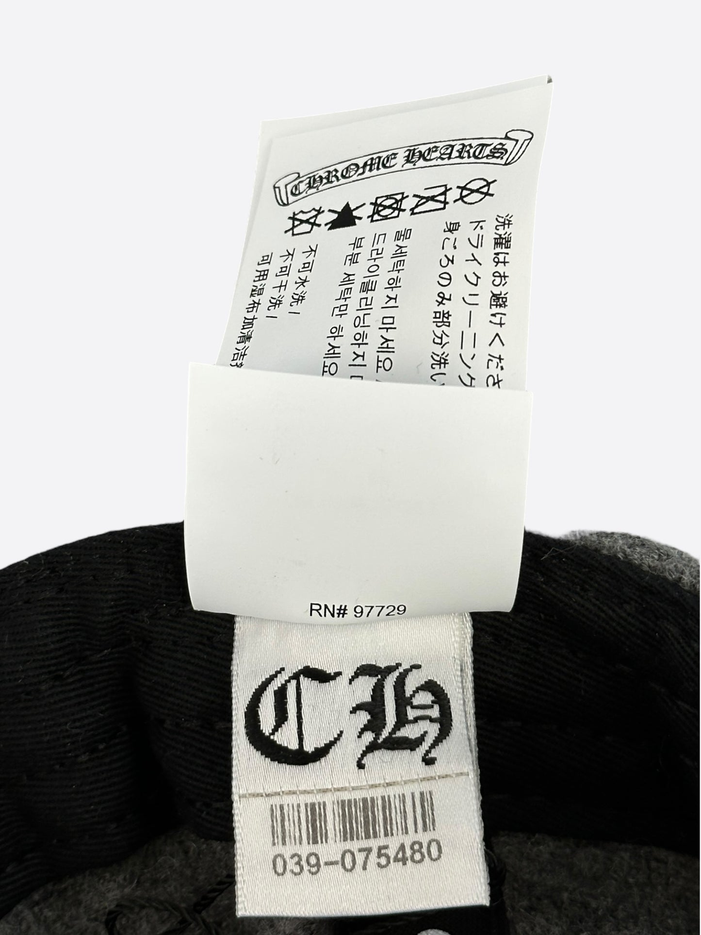 Chrome Hearts Grey & Black Leather CH Logo Wool Hat