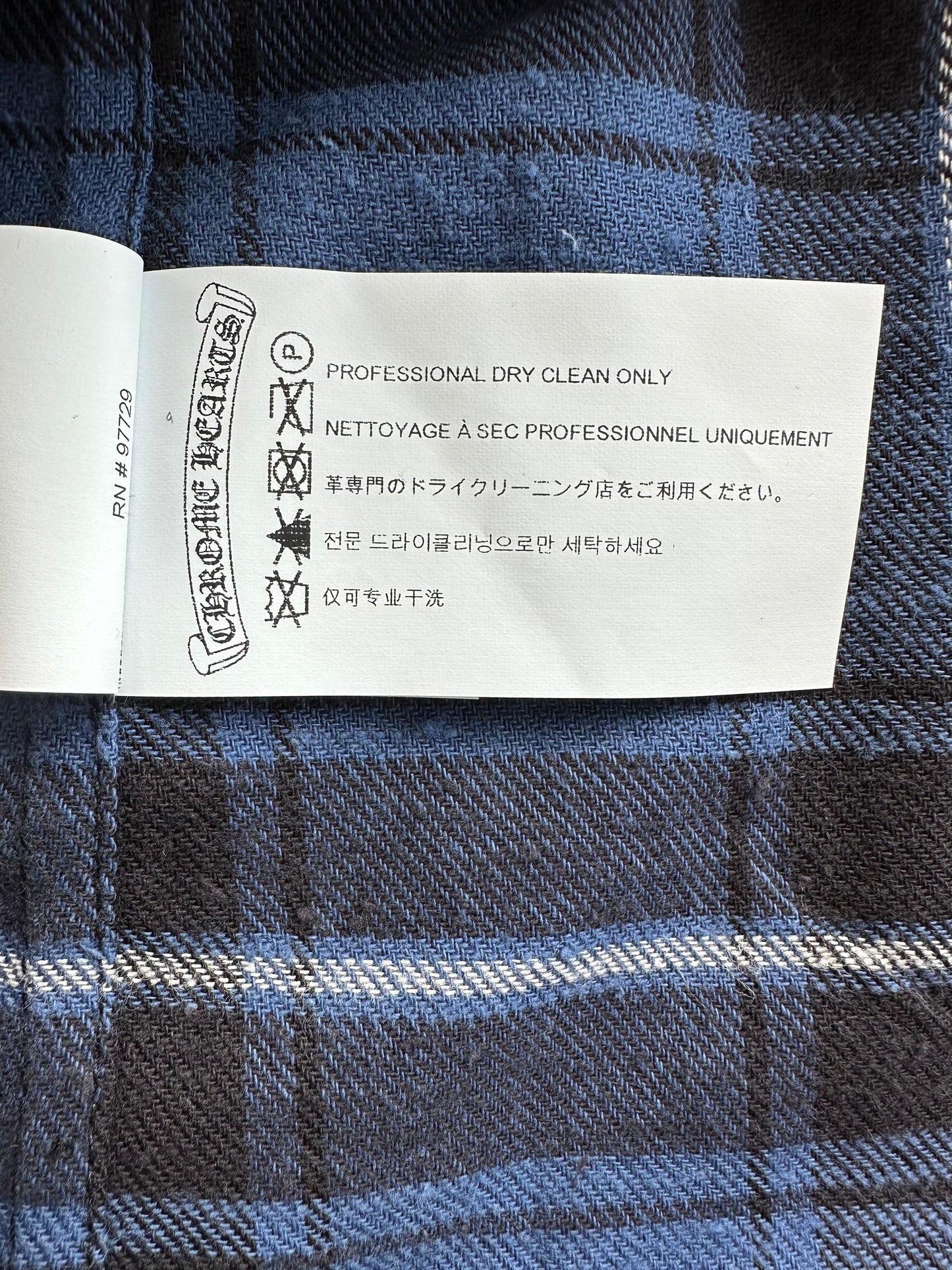 Chrome Hearts Blue Cross Patch Jacquard Button Up Shirt