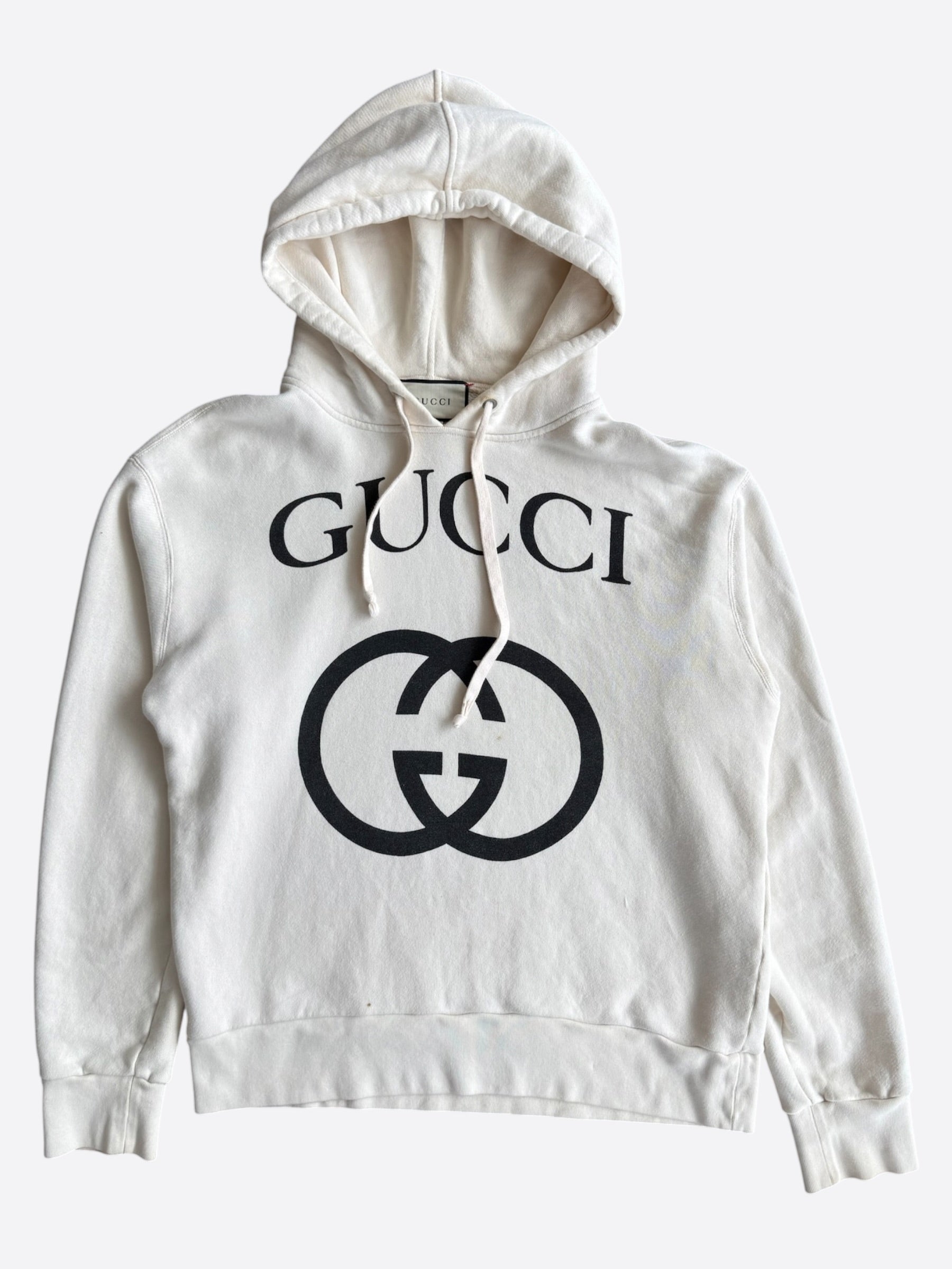 Gucci White & Black Interlocking GG Logo Hoodie – Savonches