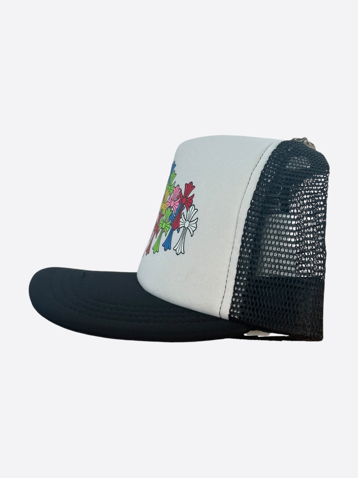Chrome Hearts Black & White Multicolor Cross Trucker Hat