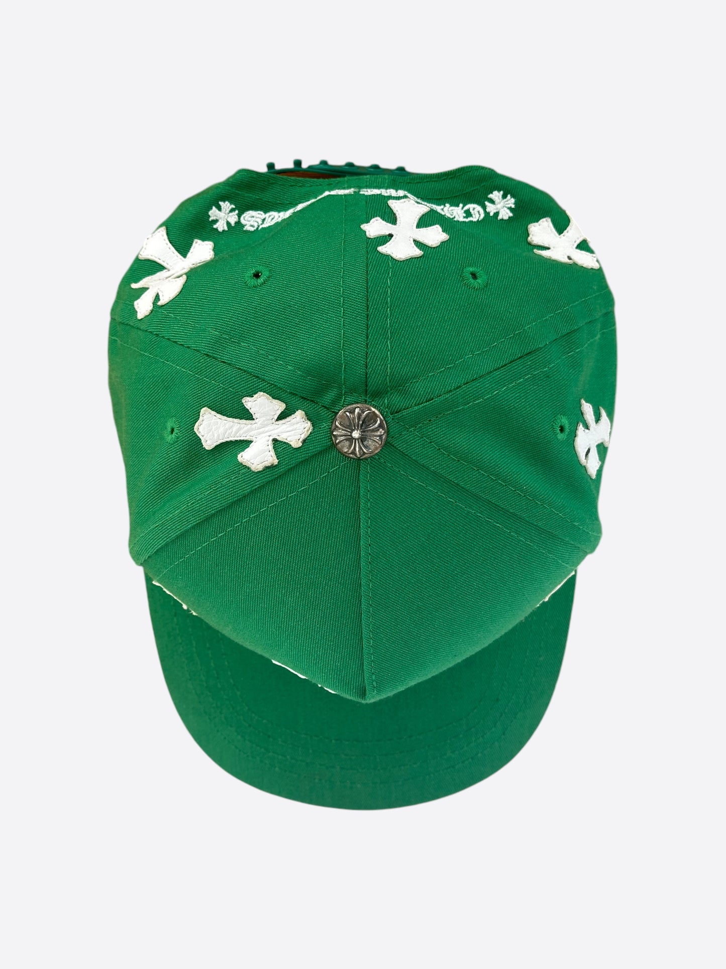 Chrome Hearts Green & White Cross Patch Hat