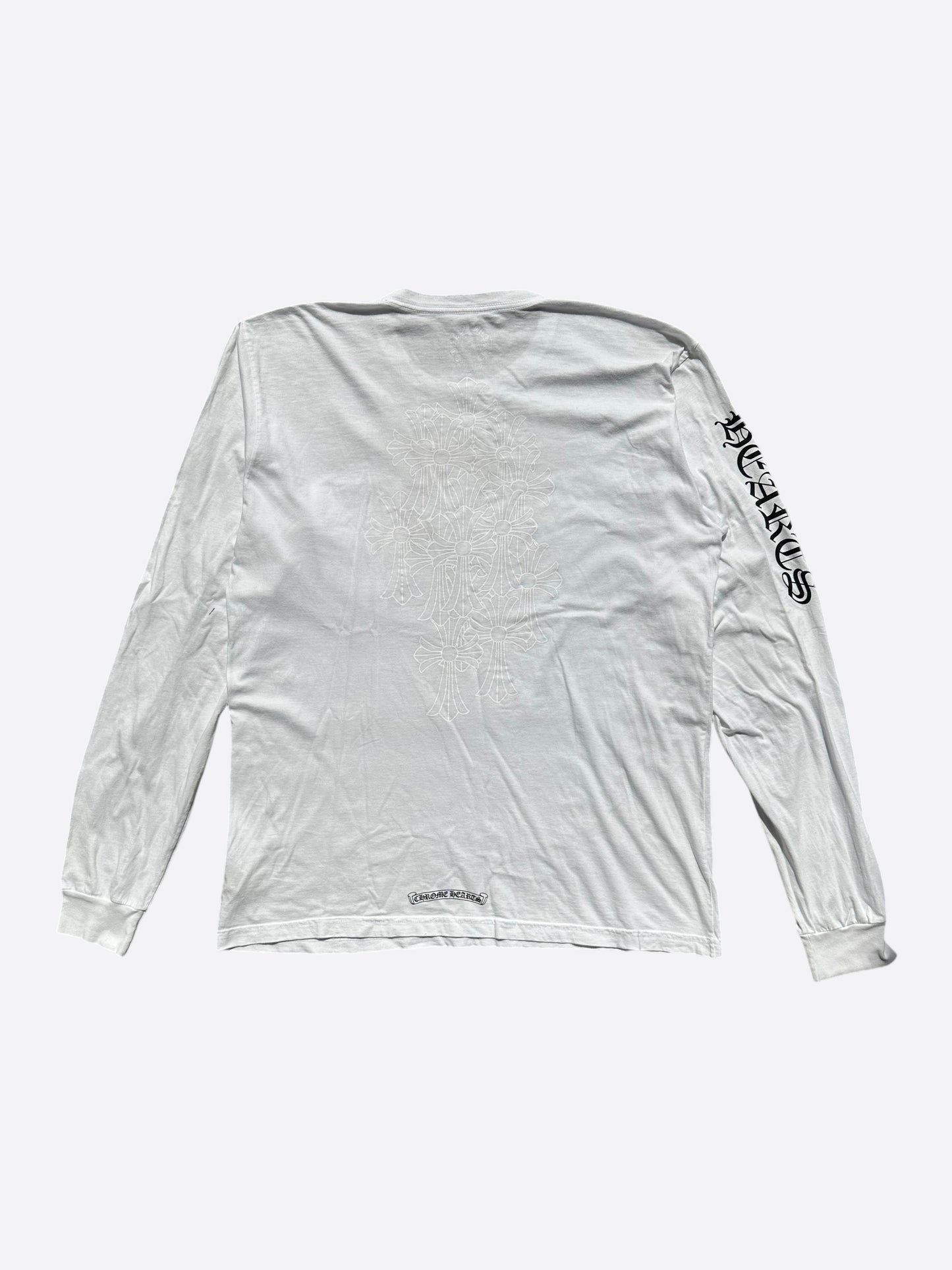 Chrome Hearts White Cemetary Cross Print Longsleeve T-Shirt