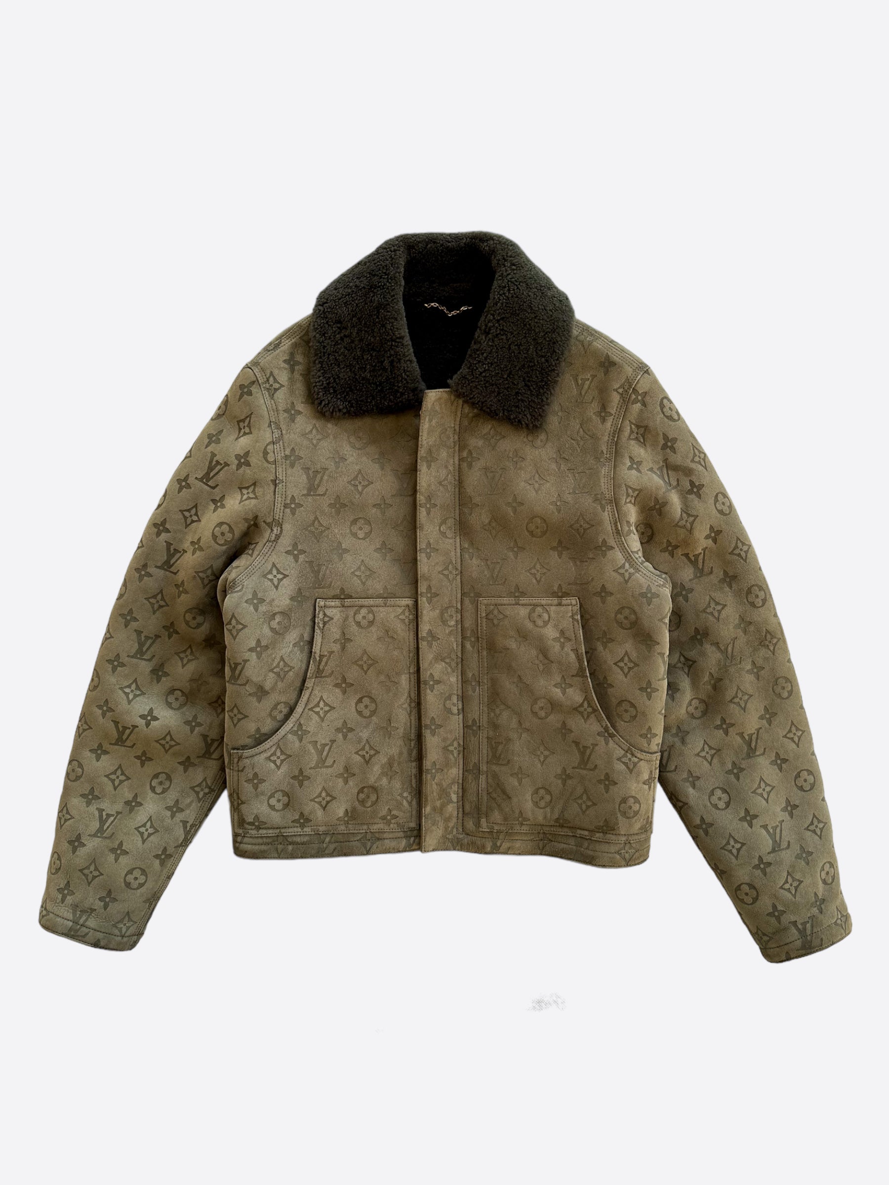 Louis Vuitton FW20 Monogram Suede Shearling Jacket