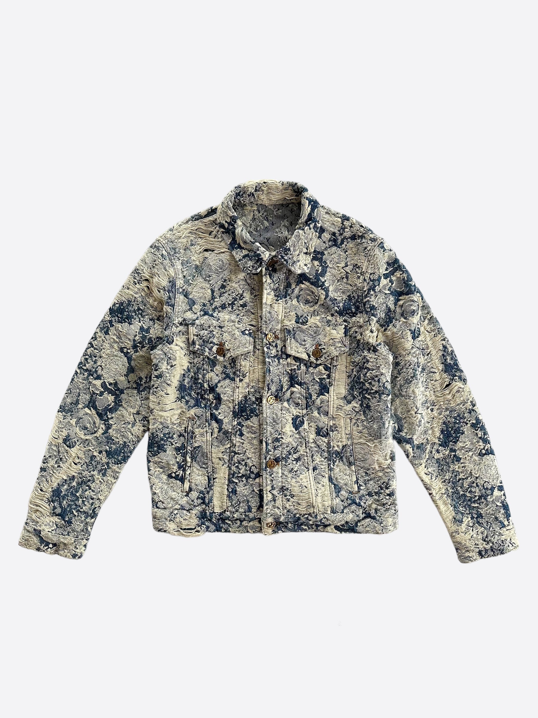 Louis Vuitton Blue Floral Distressed Denim Jacket – Savonches