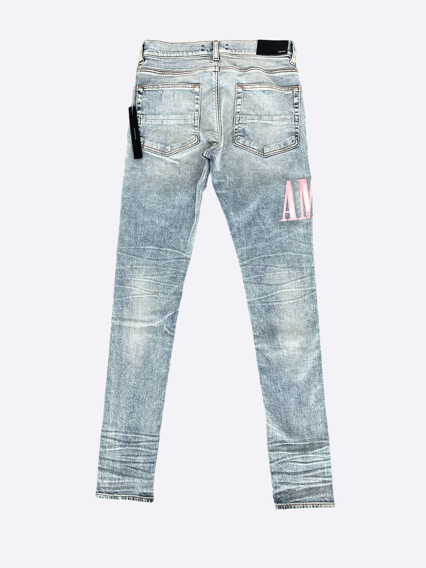 Amiri Stone Indigo Pink Tie-Dye Core Applique Logo Jeans