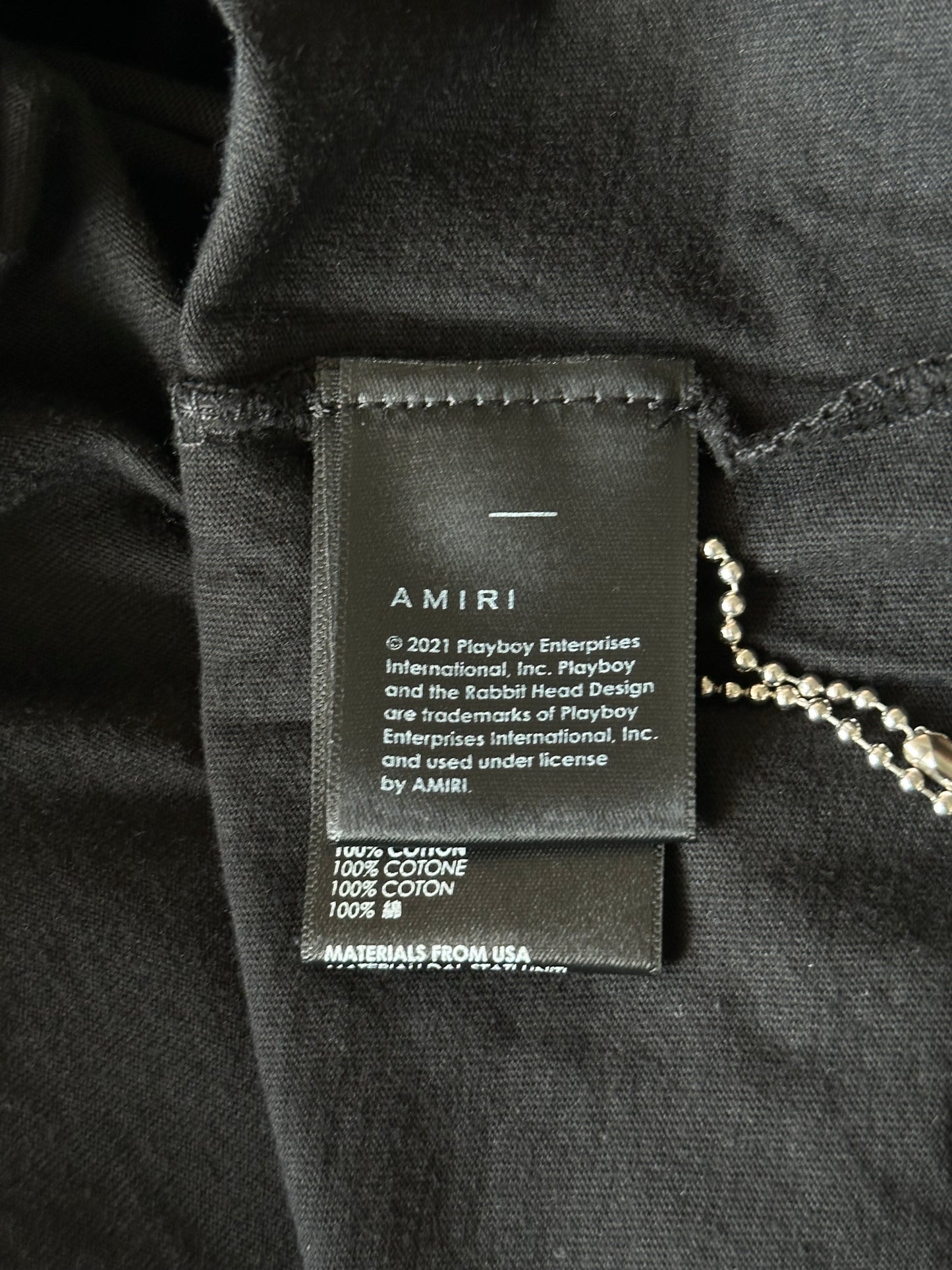 Amiri Playboy Black & Rainbow Bunny Logo T-Shirt