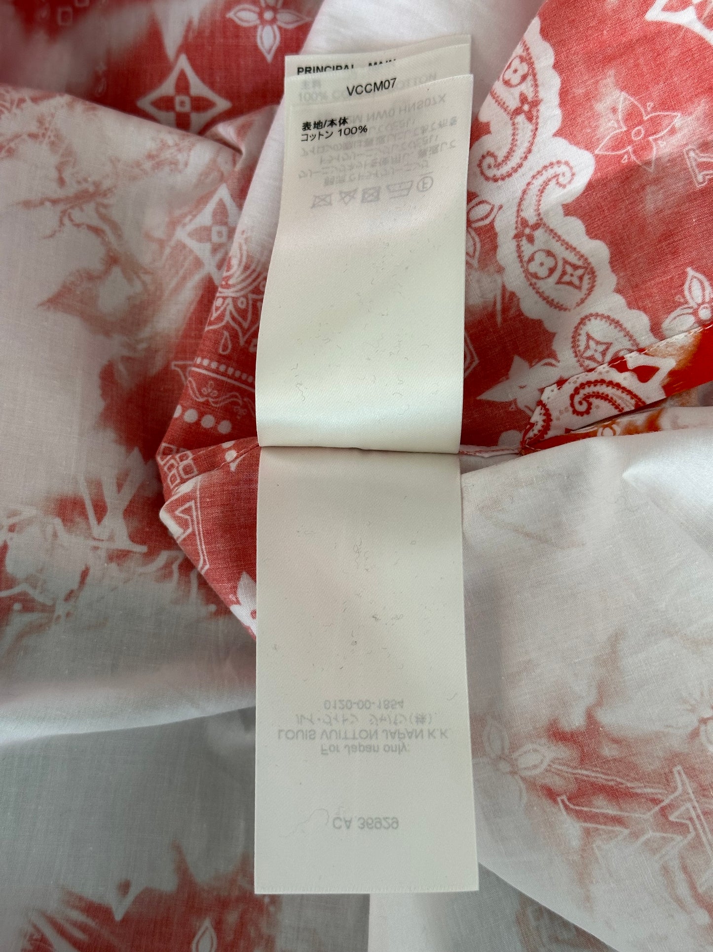 Louis Vuitton Red Bandana Bleached Short Sleeve Button Up Shirt