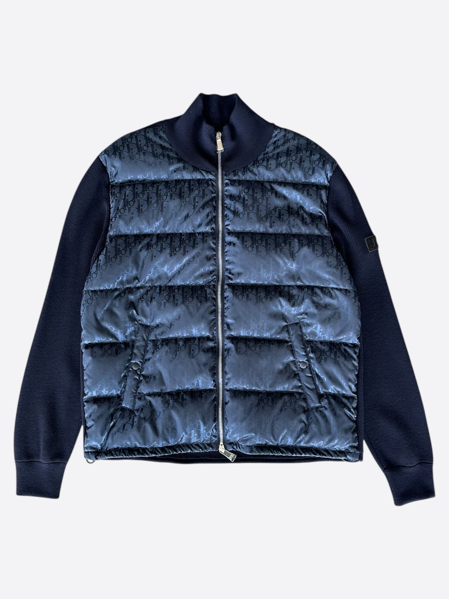 Dior Navy Oblique Knit Puffer Jacket