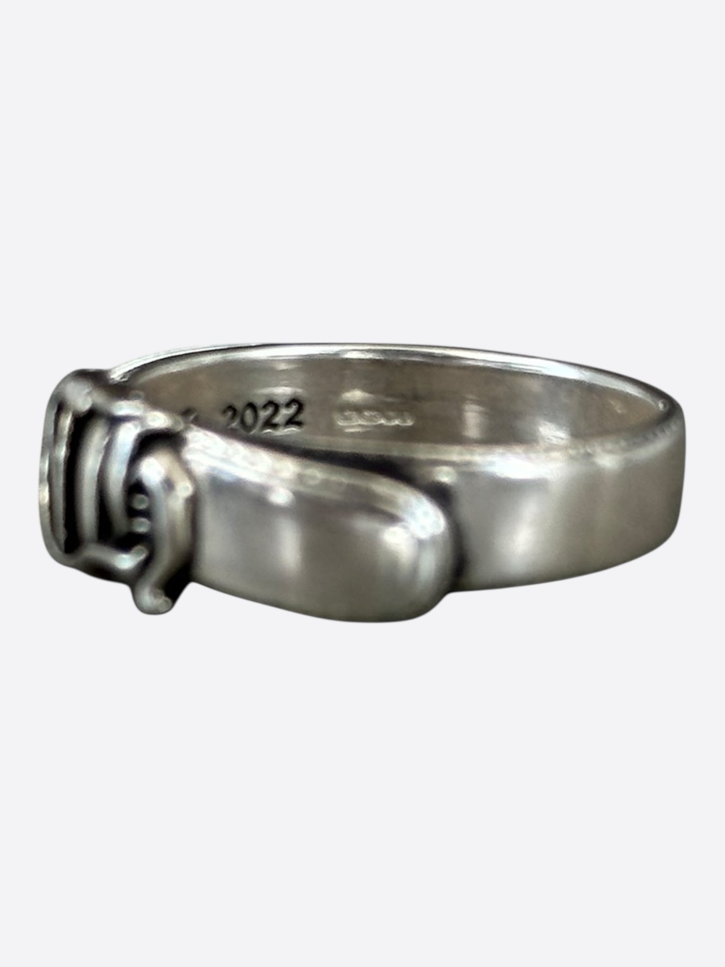 Chrome Hearts Silver Belted CH Logo Ring