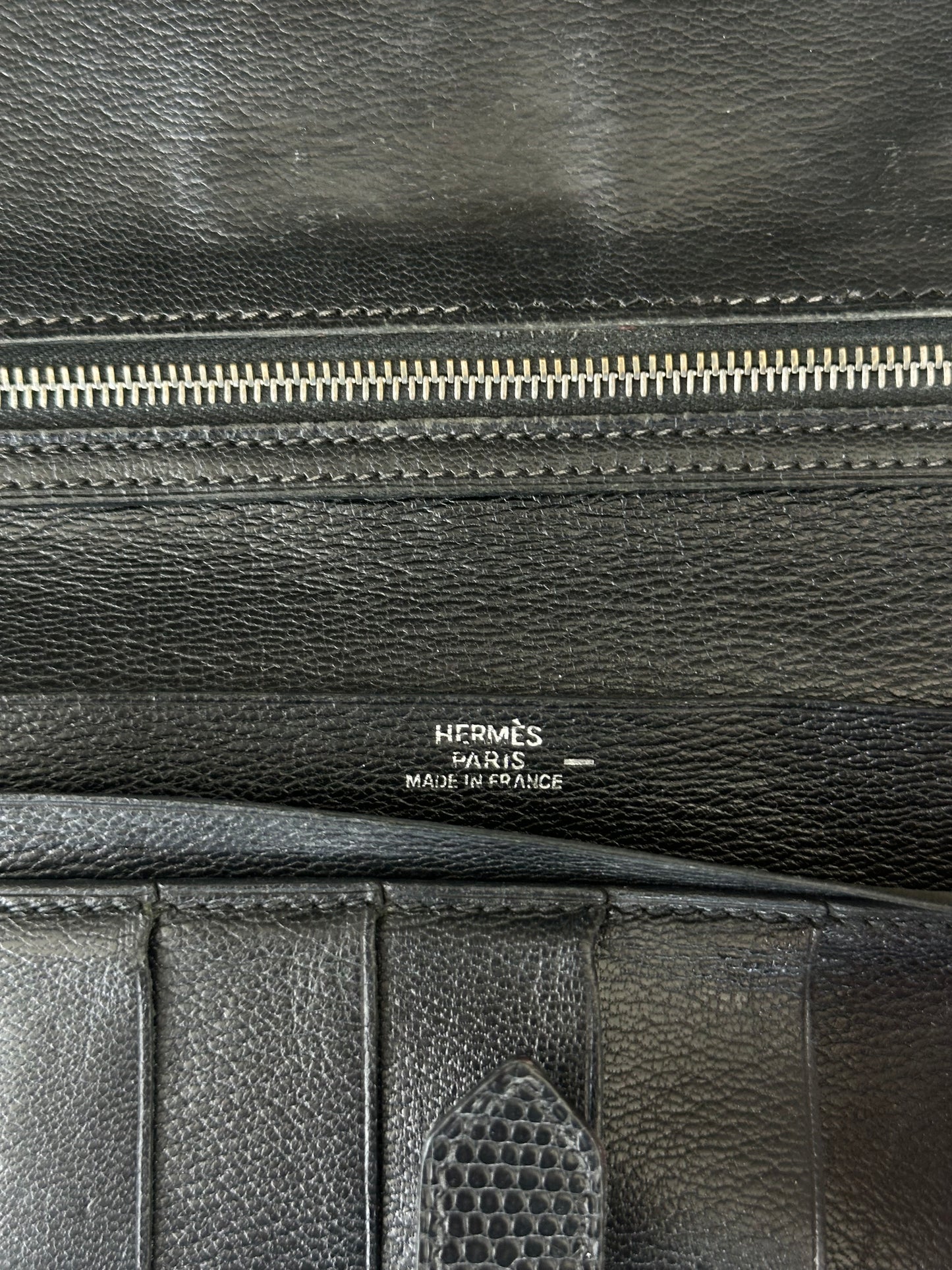 Hermes Black Lizard Bearn Wallet