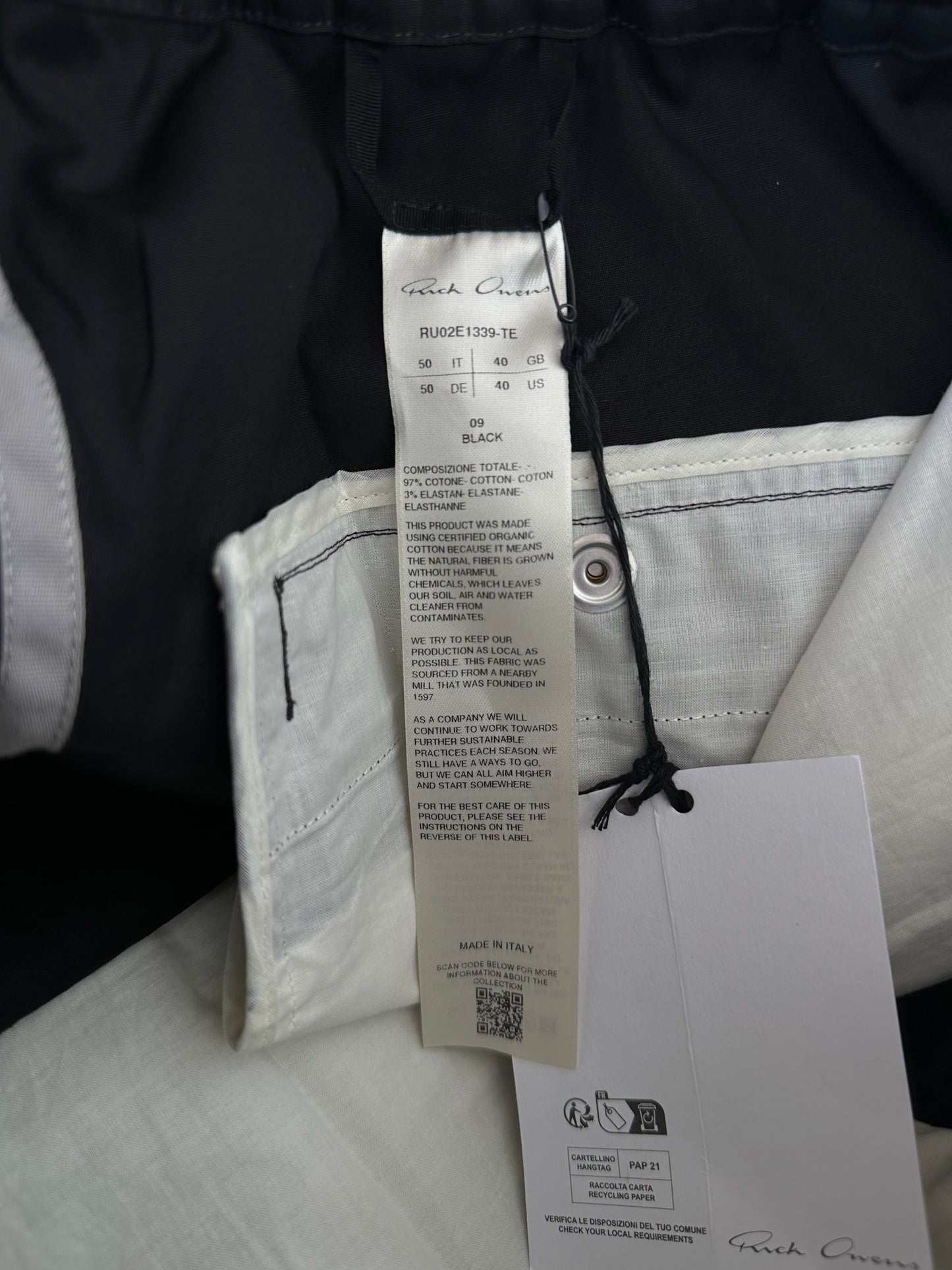 Rick Owens Black Poplin Cargobelas Pants