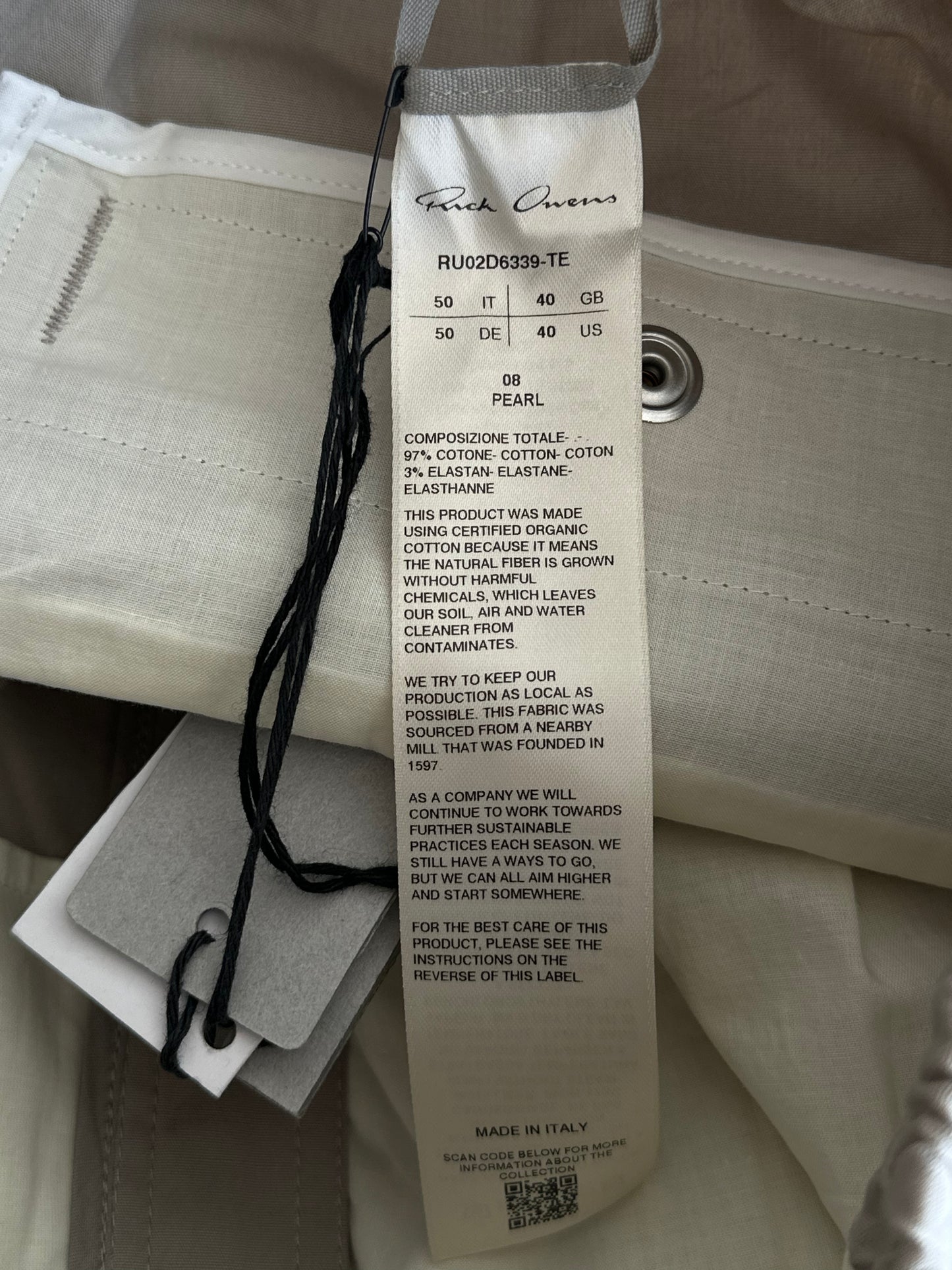 Rick Owens Beige Poplin Cargobelas Pants