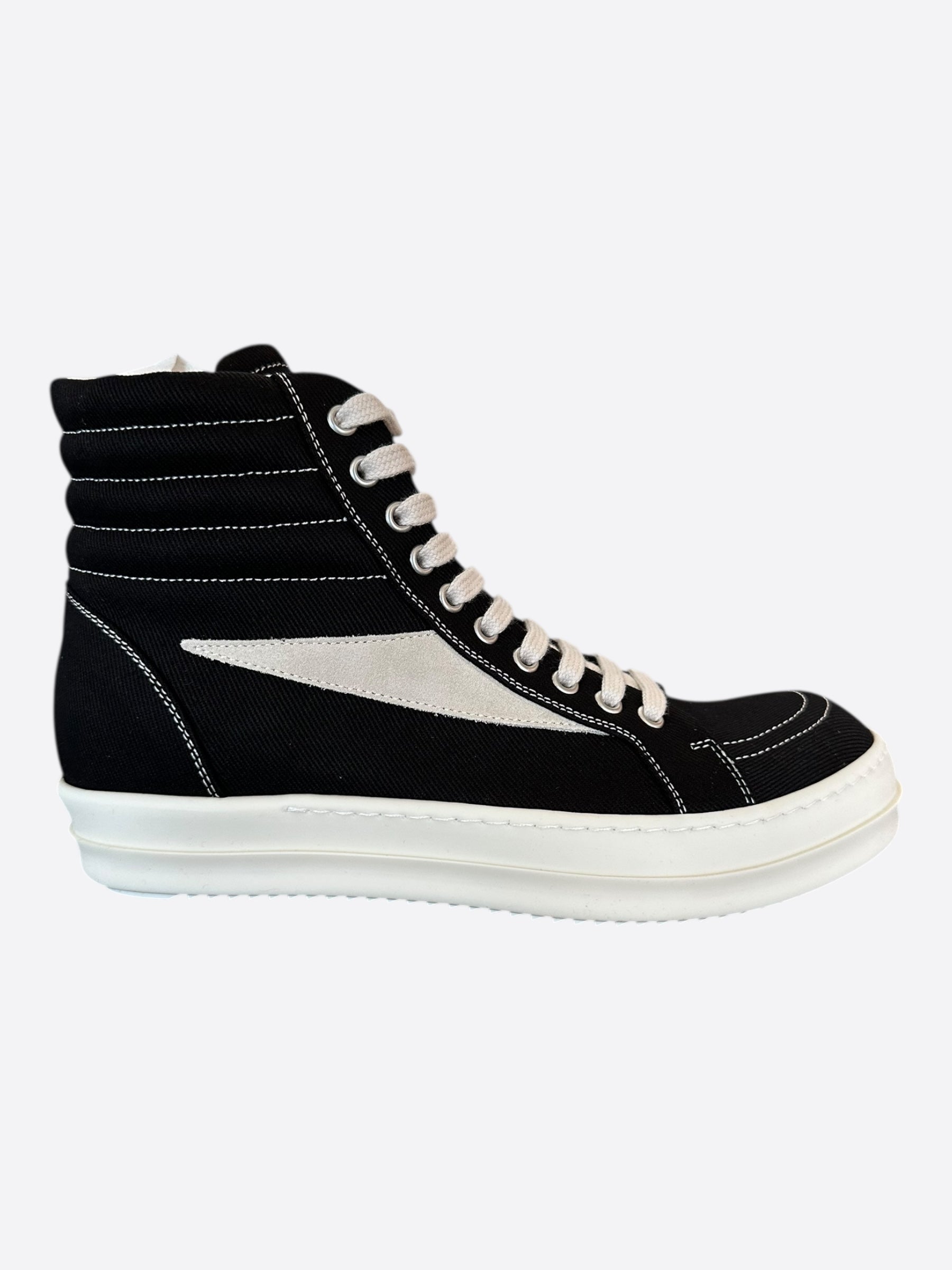 Rick Owens Black & White Vintage High Top Sneakers – Savonches display picture 1