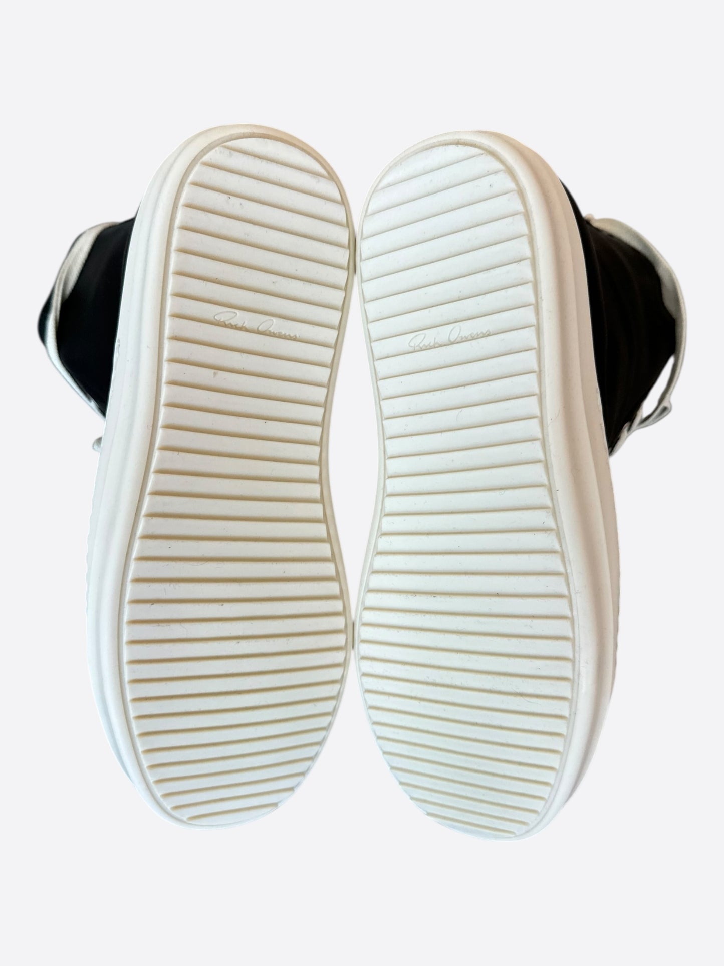 Rick Owens Black & White Leather Women's High Top Sneakers