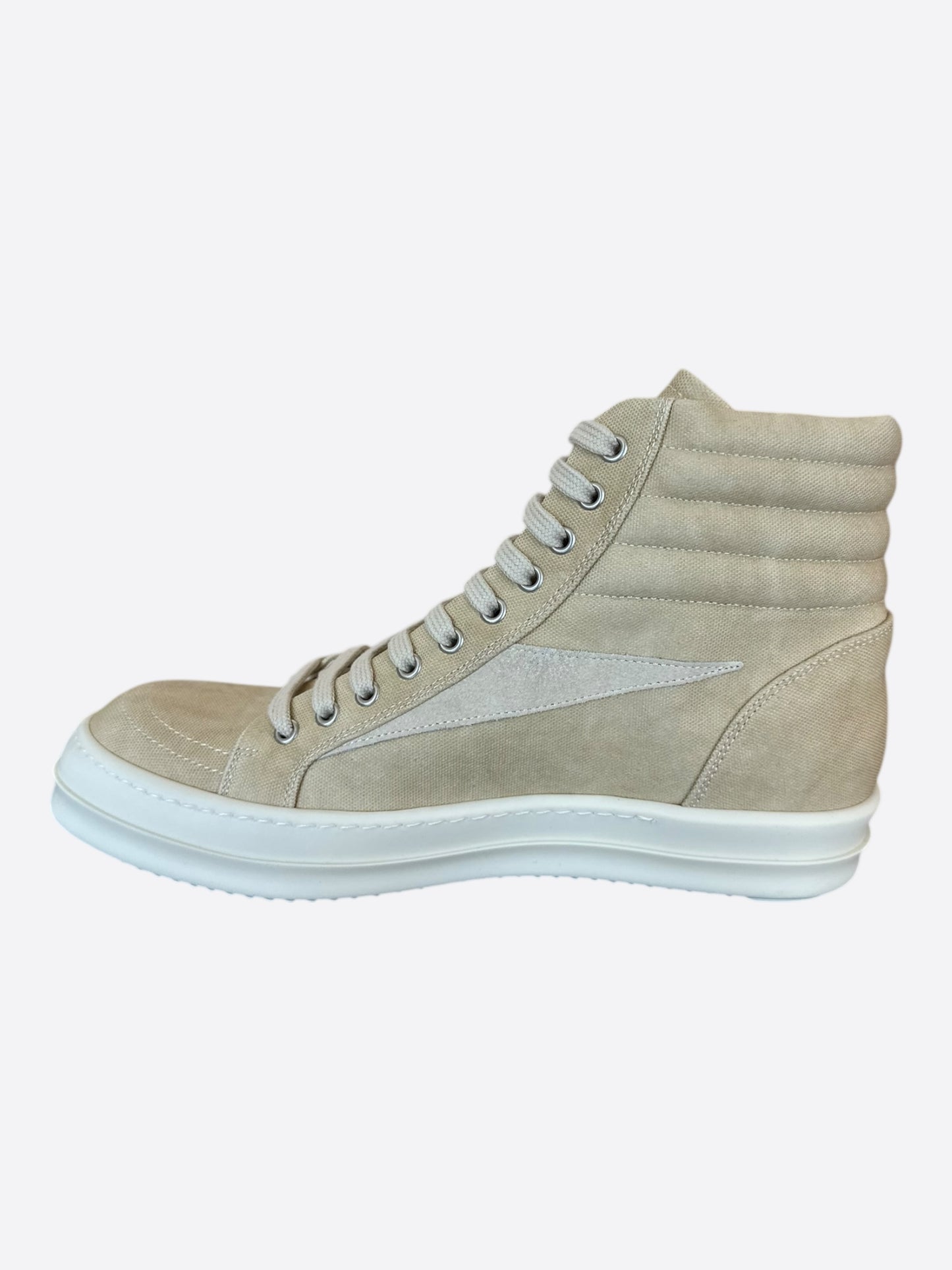 Rick Owens Beige & White Vintage High Top Sneakers