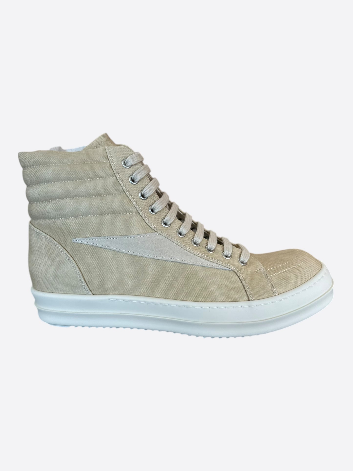 Rick Owens Beige & White Vintage High Top Sneakers