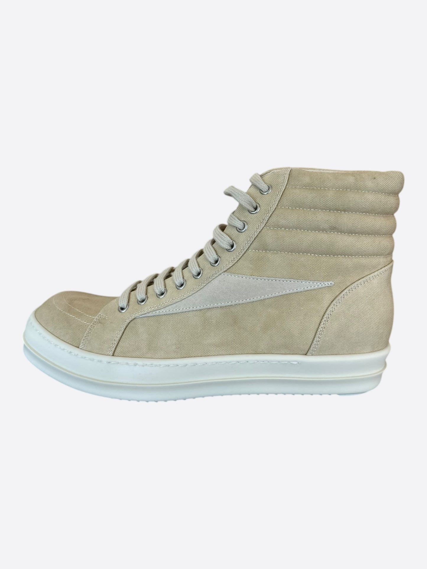Rick Owens Beige & White Vintage High Top Sneakers