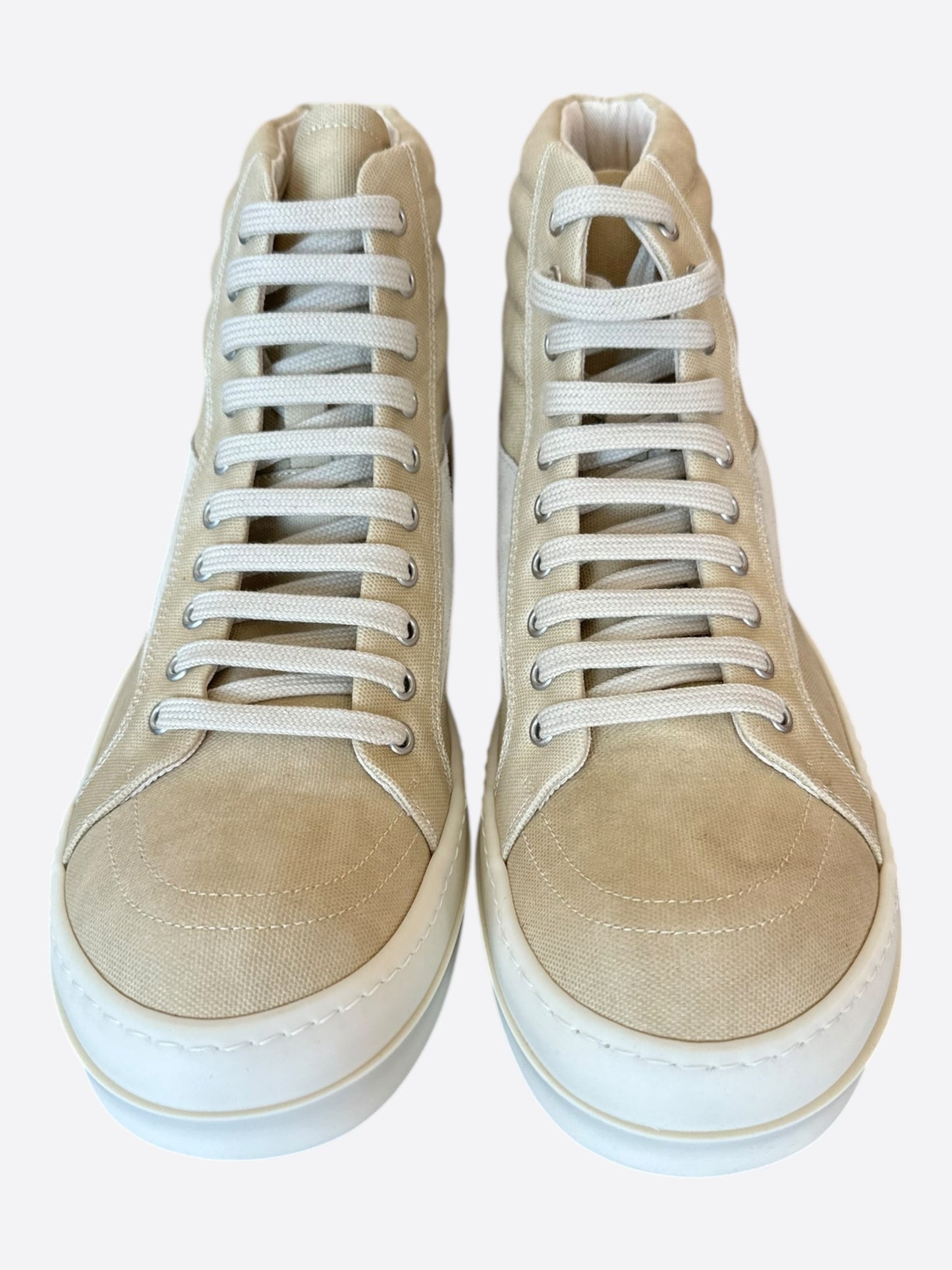 Rick Owens Beige & White Vintage High Top Sneakers