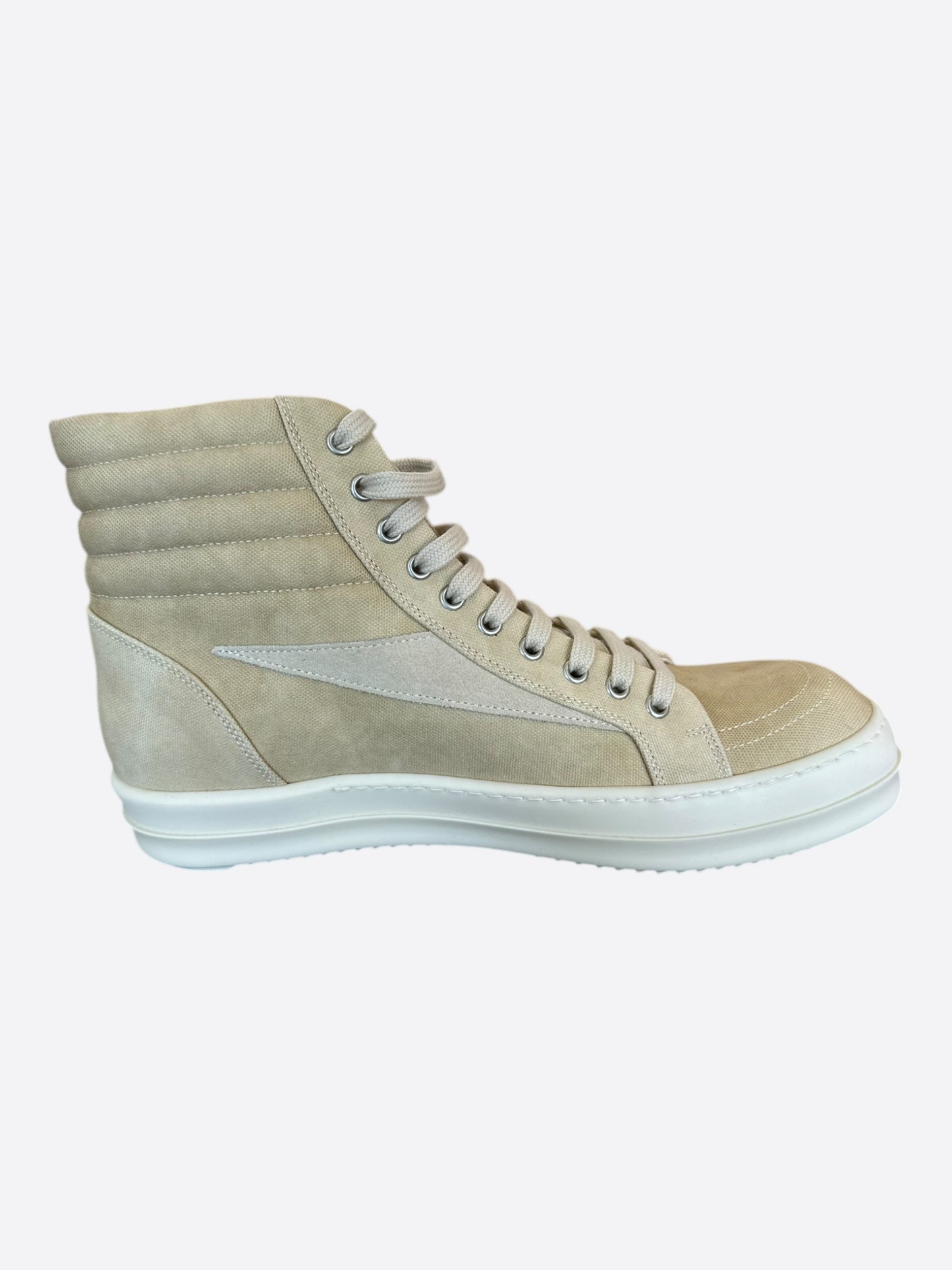 Rick Owens Beige & White Vintage High Top Sneakers