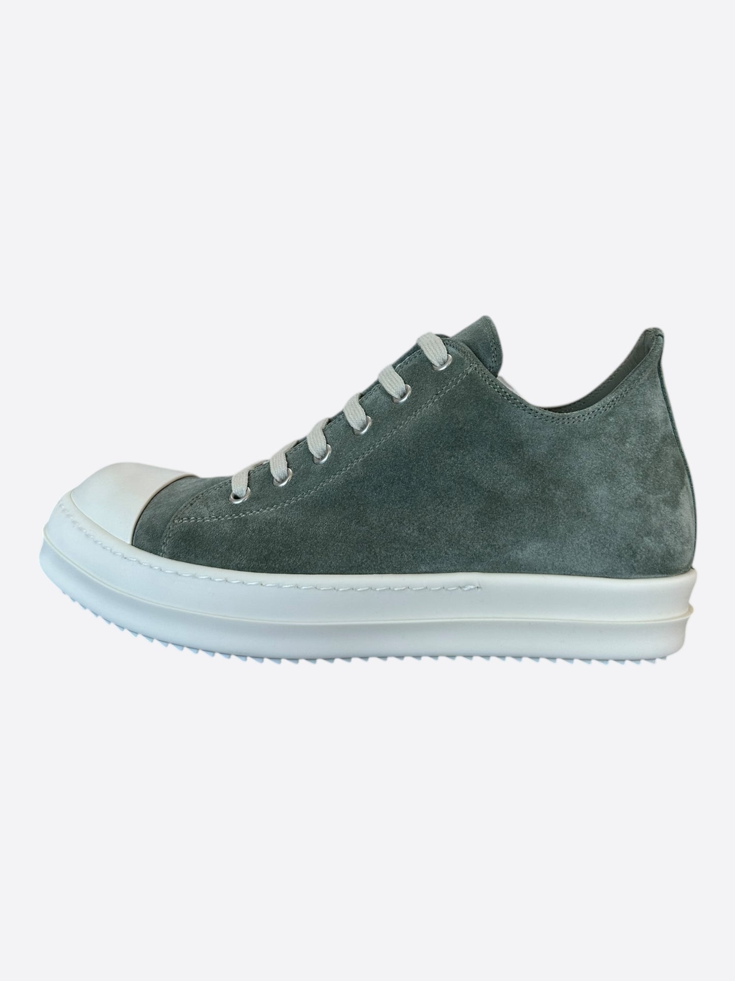 Rick Owens Green & White Low Top Sneakers