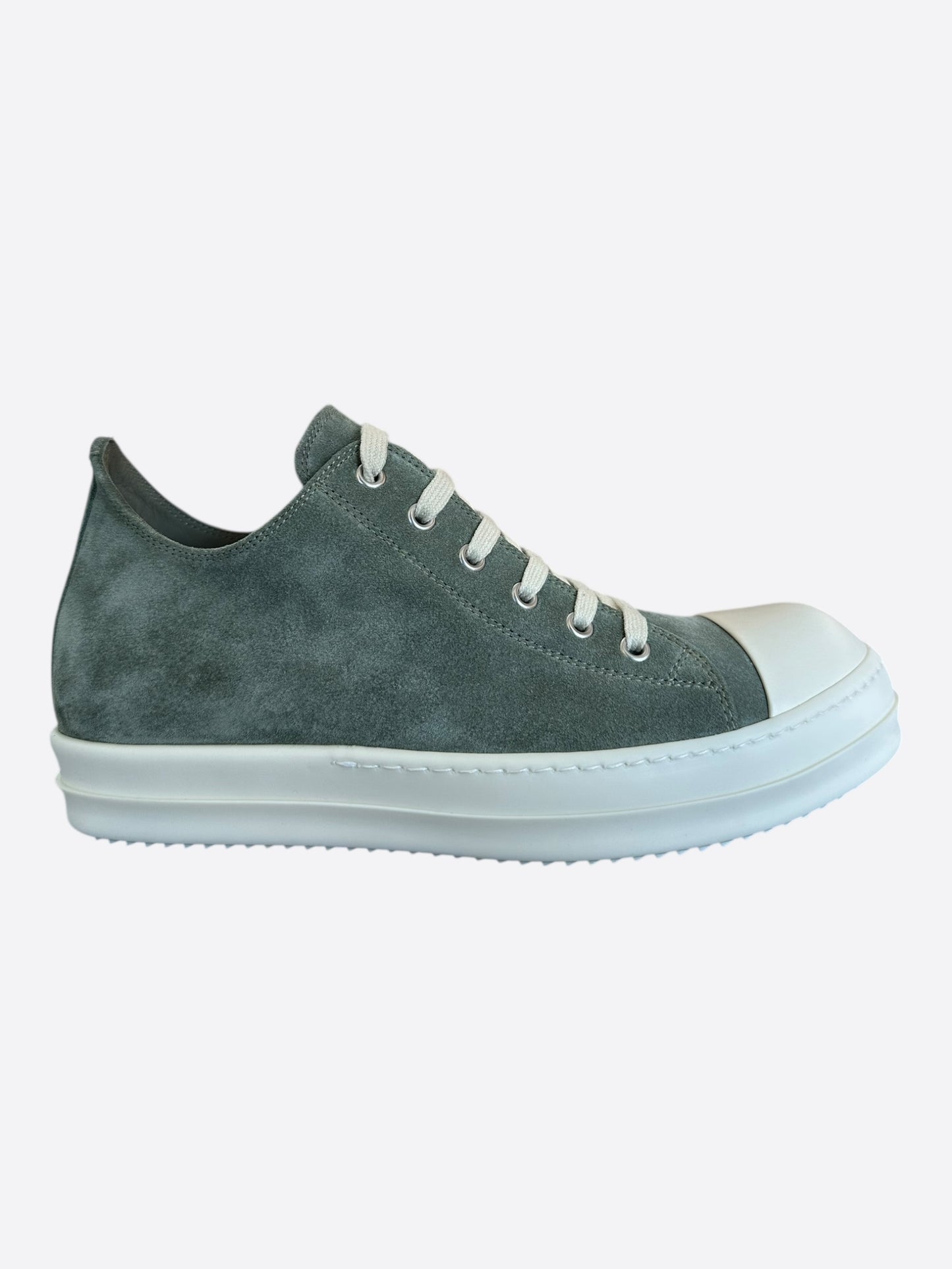 Rick Owens Green & White Low Top Sneakers