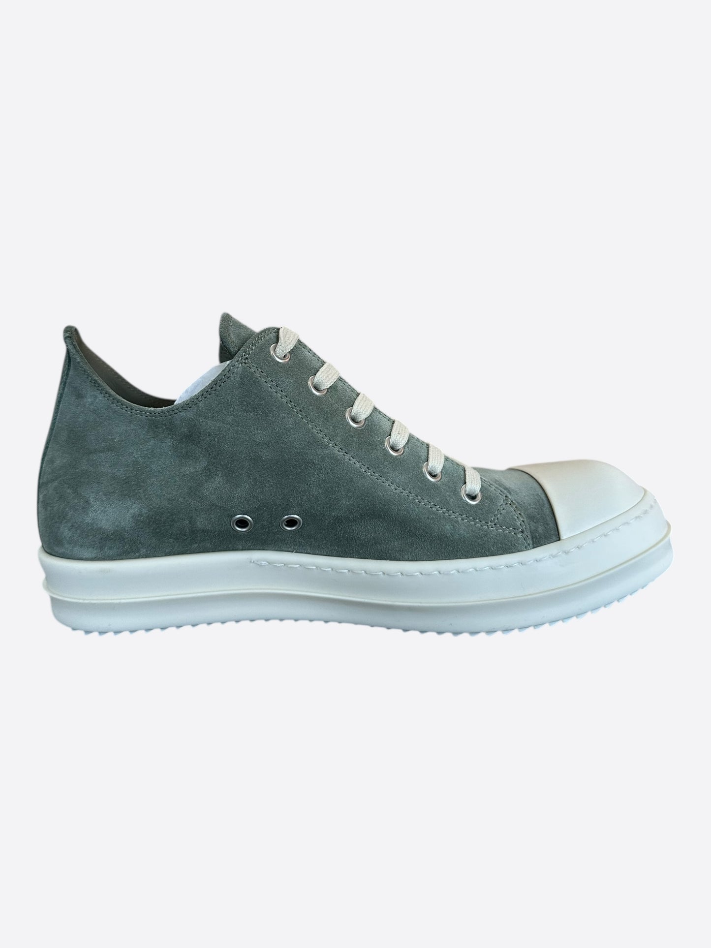 Rick Owens Green & White Low Top Sneakers