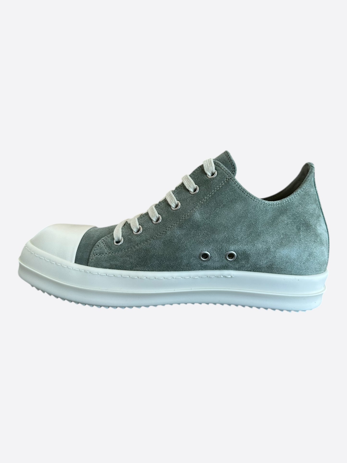 Rick Owens Green & White Low Top Sneakers