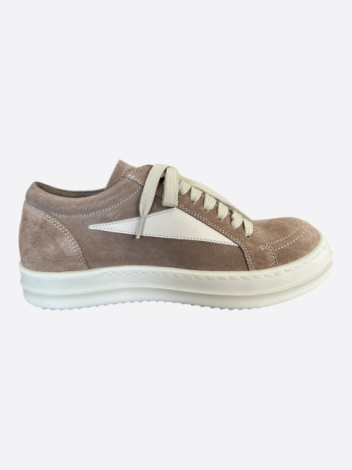 Rick Owens Brown & White Suede Vintage Women's Low Top Sneakers