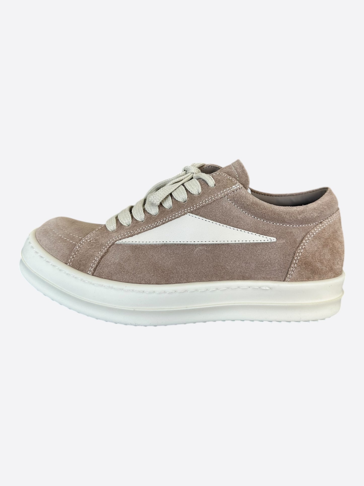 Rick Owens Brown & White Suede Vintage Women's Low Top Sneakers