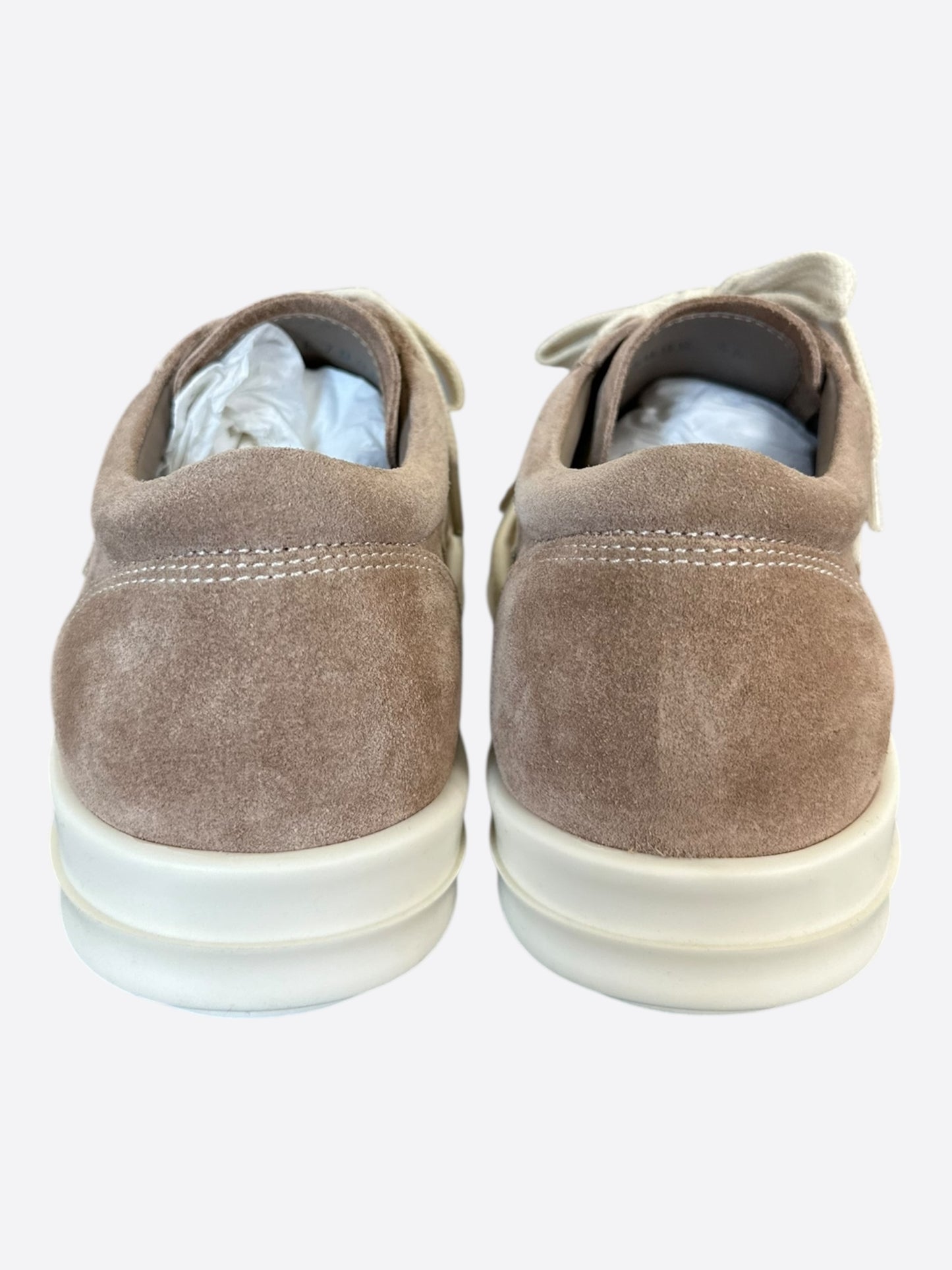 Rick Owens Brown & White Suede Vintage Women's Low Top Sneakers